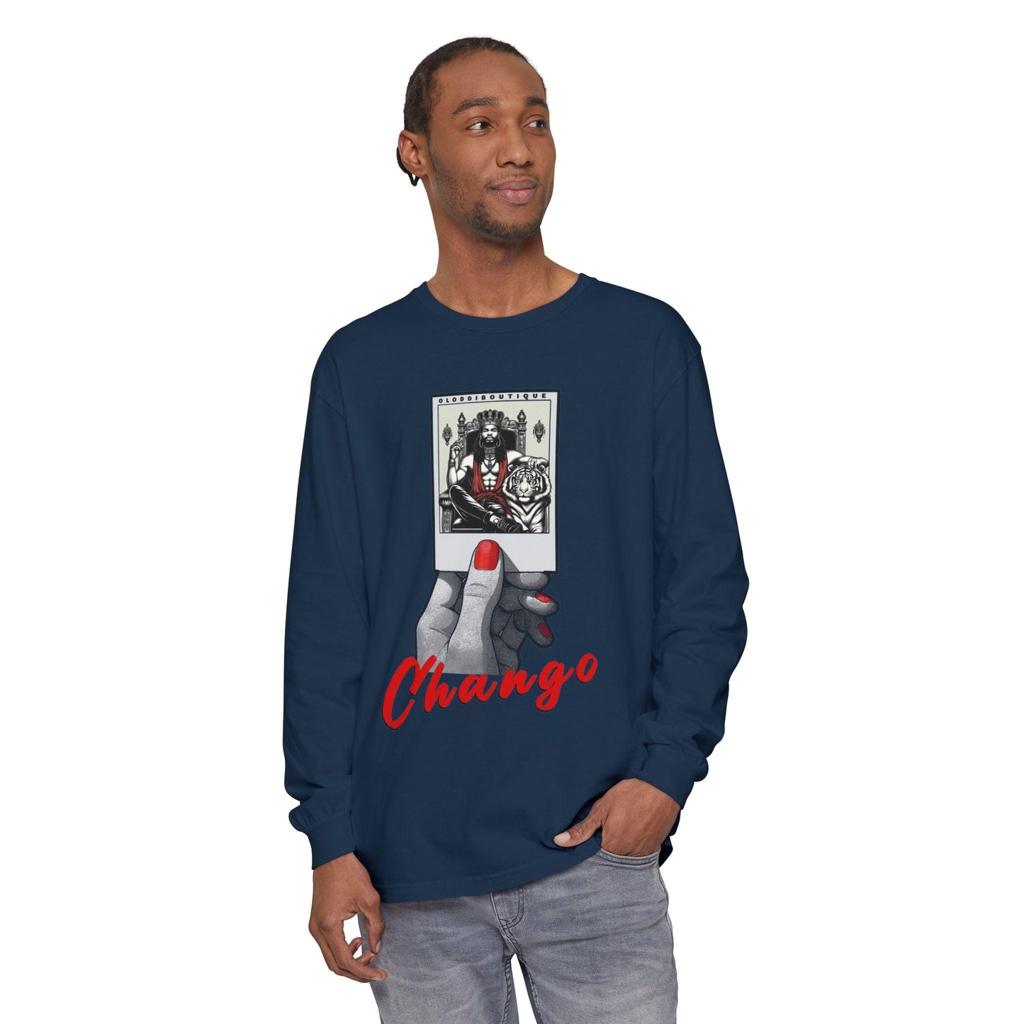 Polaroid Chango Long Sleeve Tee for Devotee & Godparent | Orisha Polaroid Collection