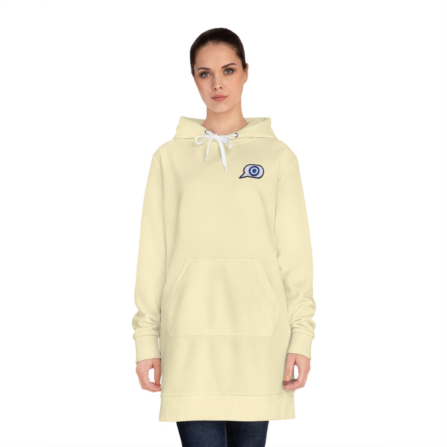 Copy of Copy of Copy of Evil Eye Lace-Up Hoodie Dress — Blue Nazar Charm Back Print