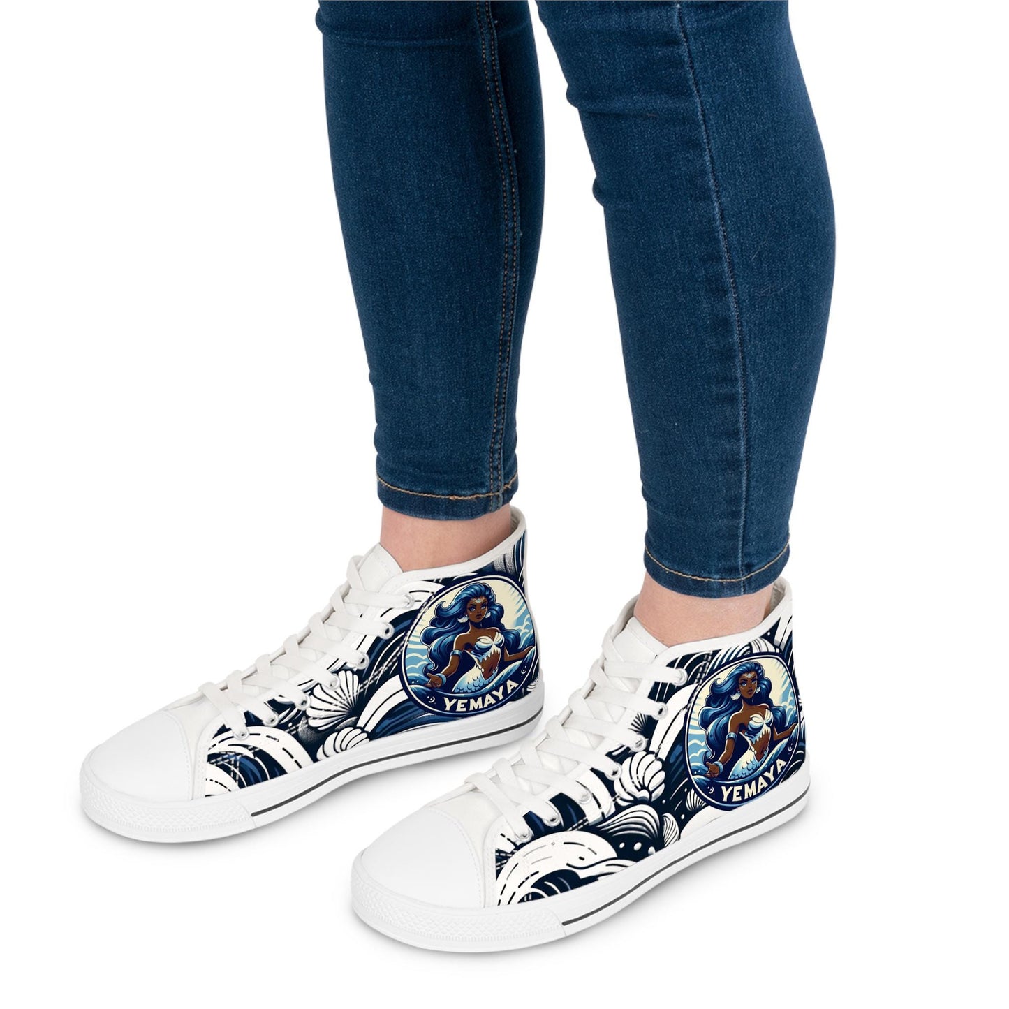 Maferefun YEMAYA High-Top Sneakers – Orisha Urban Style | Gift for Devotee or Godparent