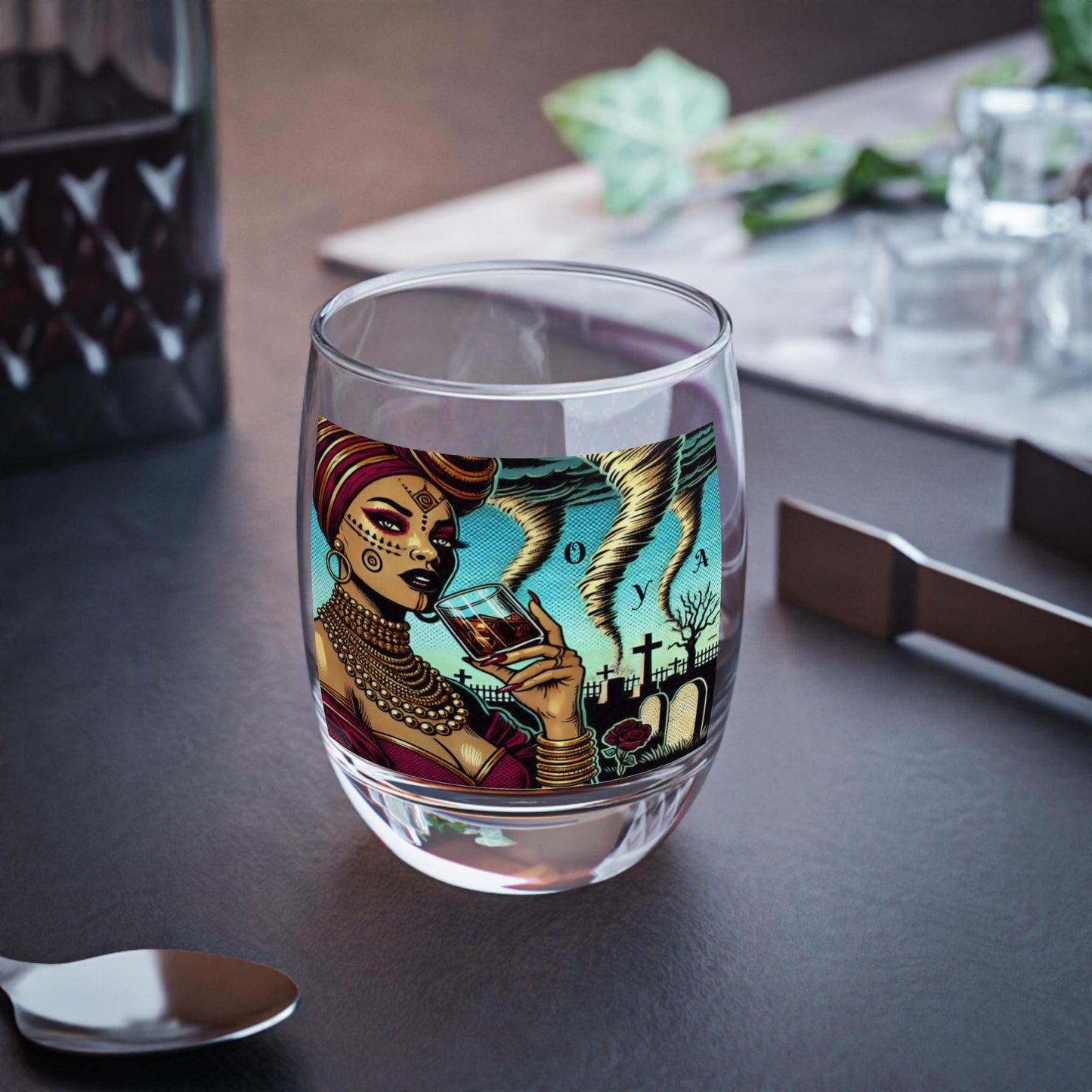 Oya Yansá “Cheers To” Whiskey Style Drinking Glass – Gift for Devotee or Godparent