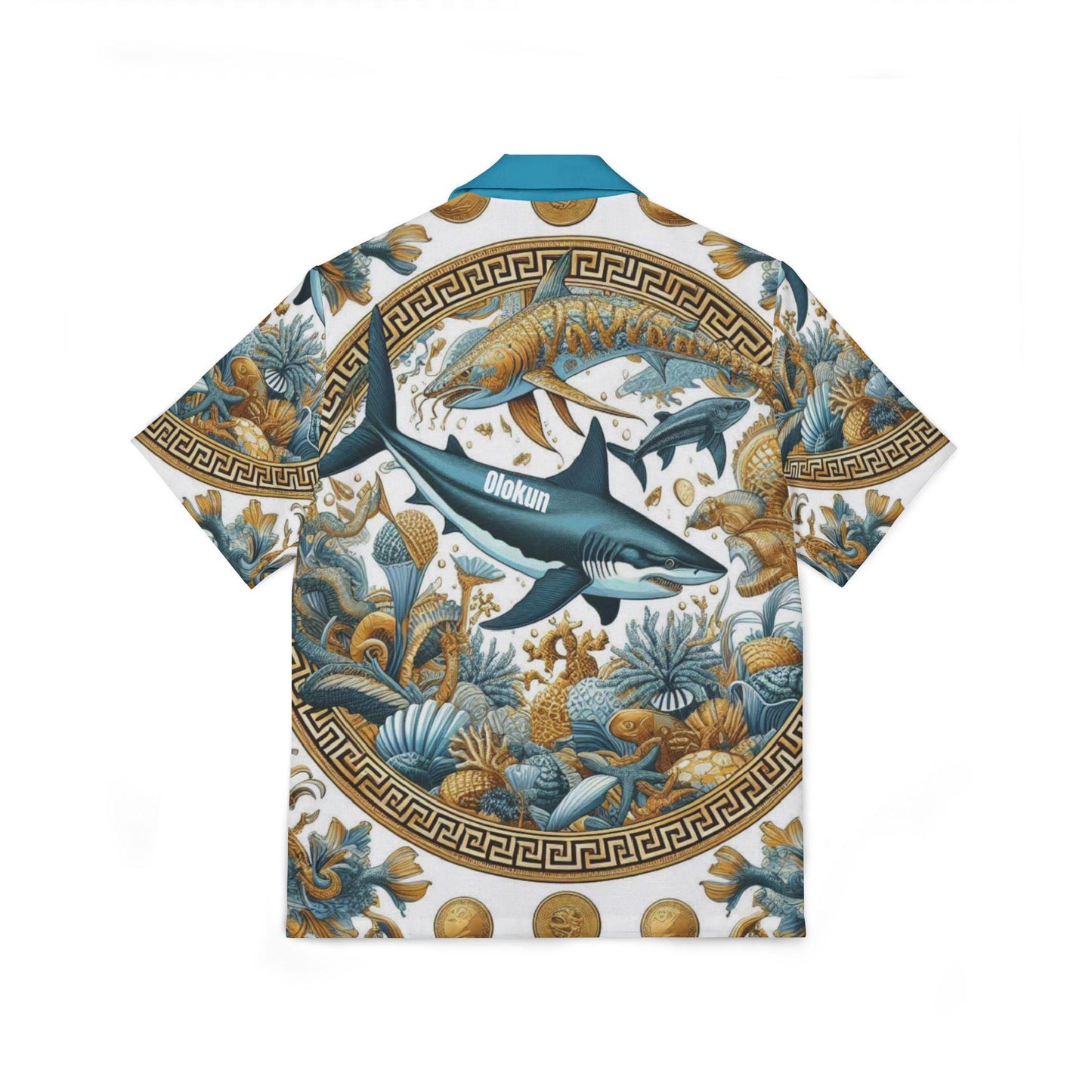 Orisha Olokun Hawaiian Style Button Down Shirt - Gift for Devotee or Godparent