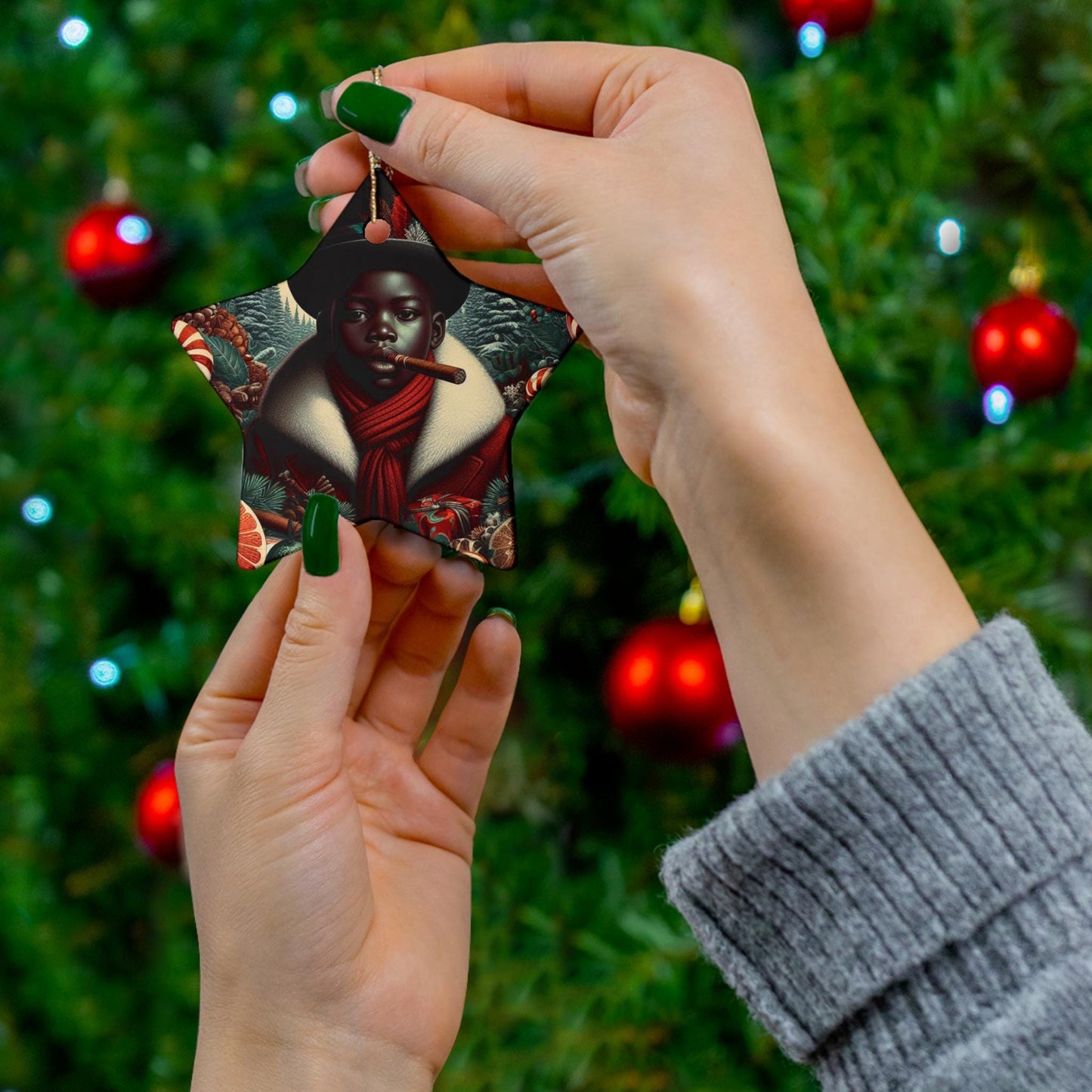 Orisha Inspired ELLEGUA Winter Theme Ornament! Festive Orisha Based Ornament!