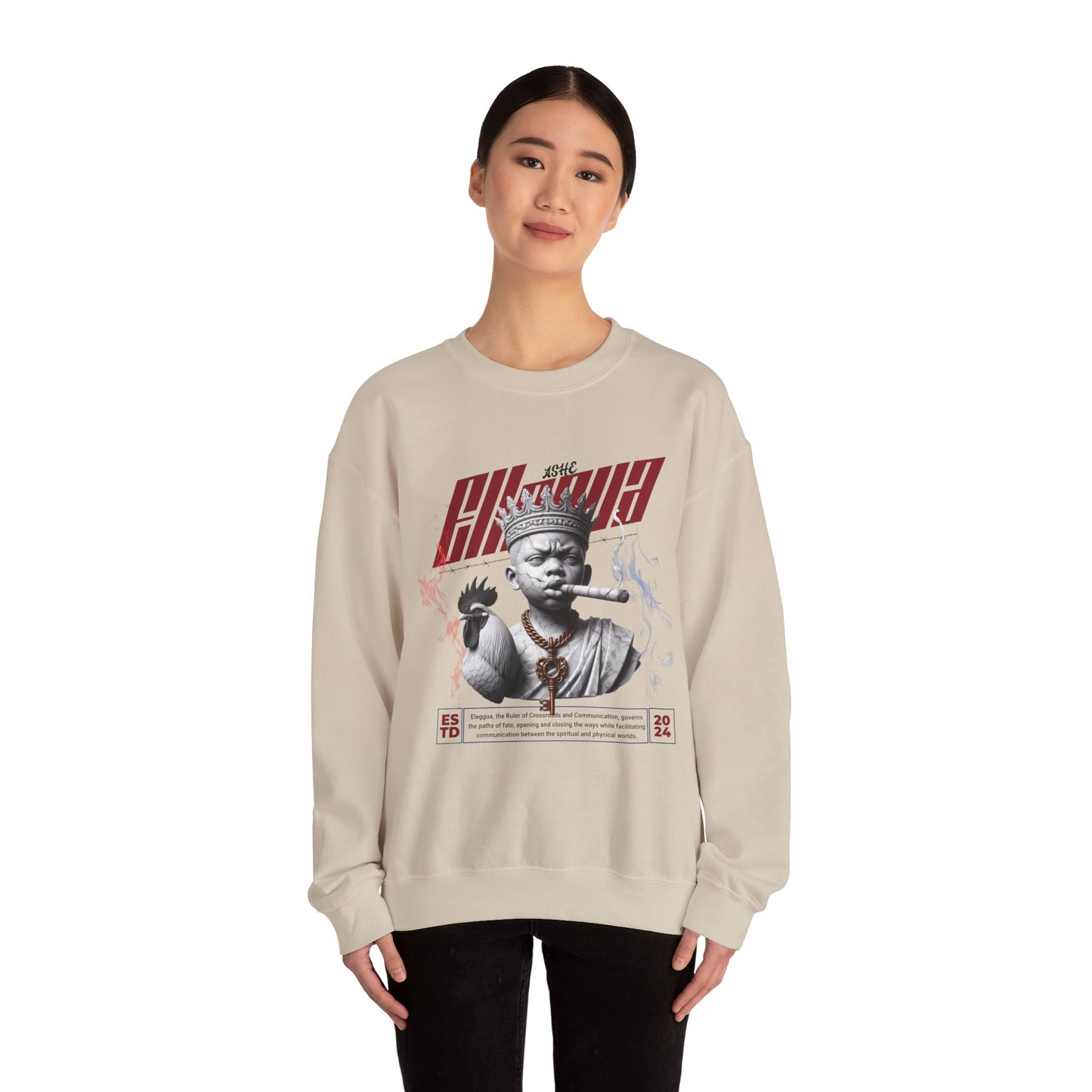 Eleggua "Ruler of All Paths" Marble Style Sweatshirt – Gift for Devotee or Godparent