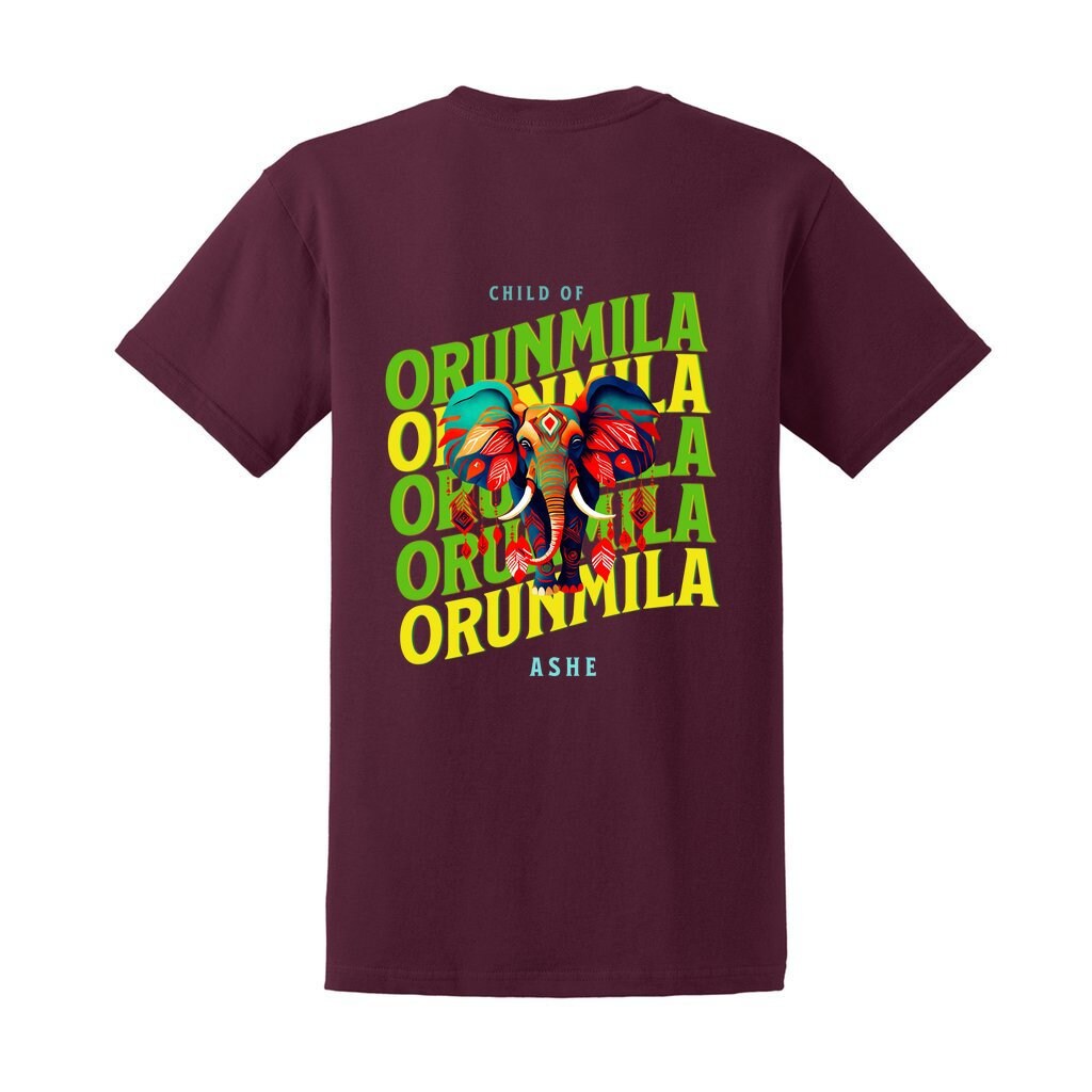 Orisha ORUNMILA Elephant Ashe Retro Tshirt, IFA Orunmila "child of Orunmila" Elephant Afroculture Tshirt