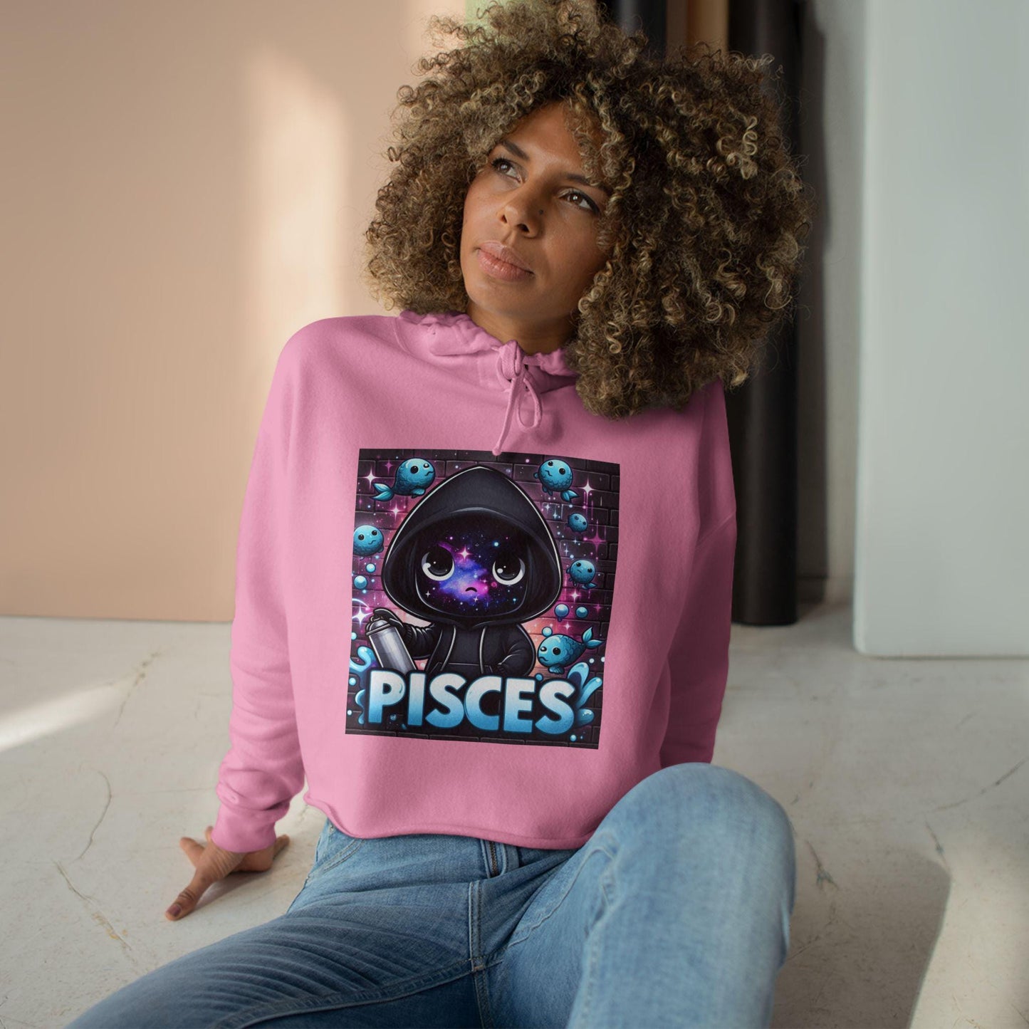 Pisces Crop Hoodie, Astrology Clothing, Zodiac Sign Apparel, Cute Hoodie for Her, Unique Gift for Pisces, Horoscope Fashion