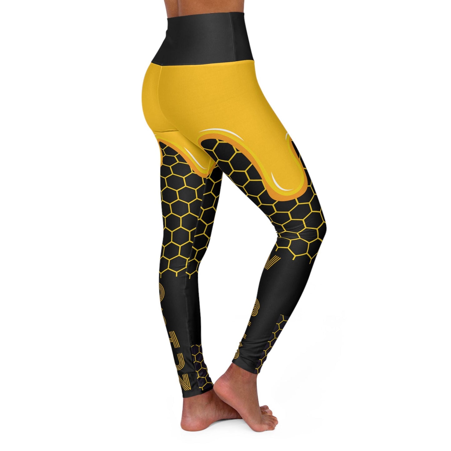 OSHUN "Vibes" Honey Drip, Honey Comb Pattern High Waisted YOGA Leggings!! Orisha Based Oshun Honey Leggings !