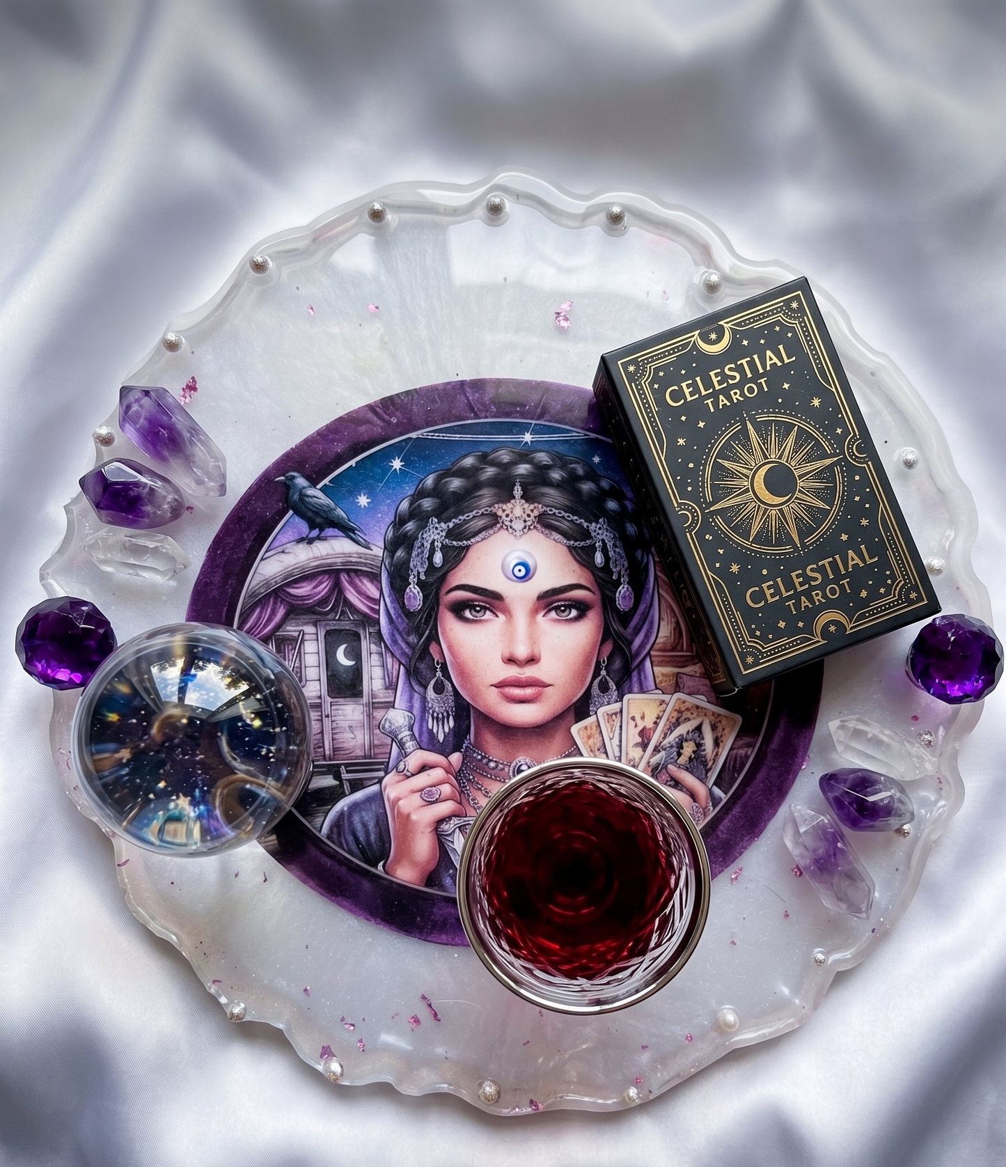 Gypsy Fortune Teller 13-Inch Resin Art Tray