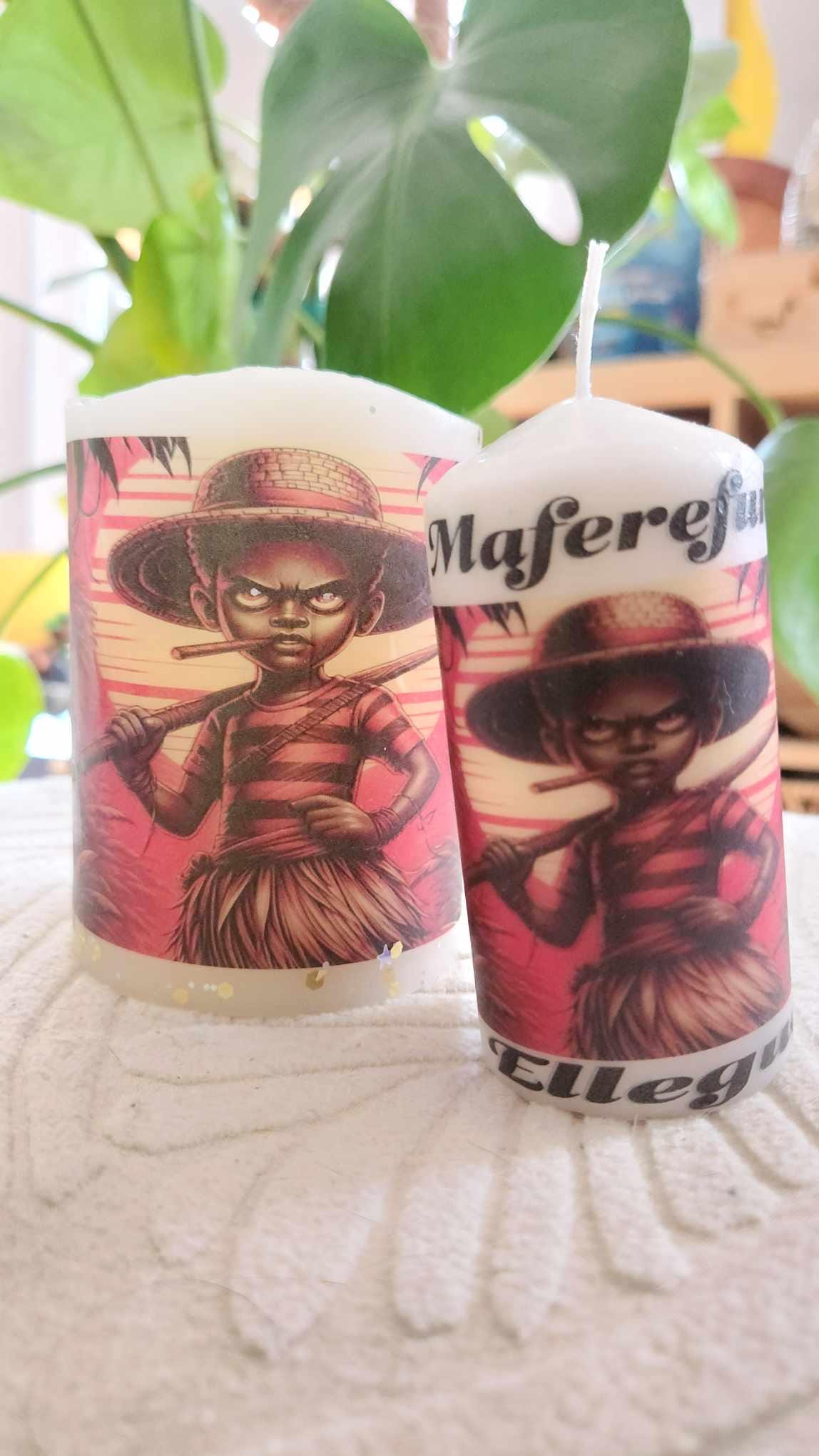 Ellegua LED & Regular Candle Set! Gift for Godparent or Devotee! Altar Decor Candle, Shrine Decor Candle! Omo Eshu Candle Gift Set!