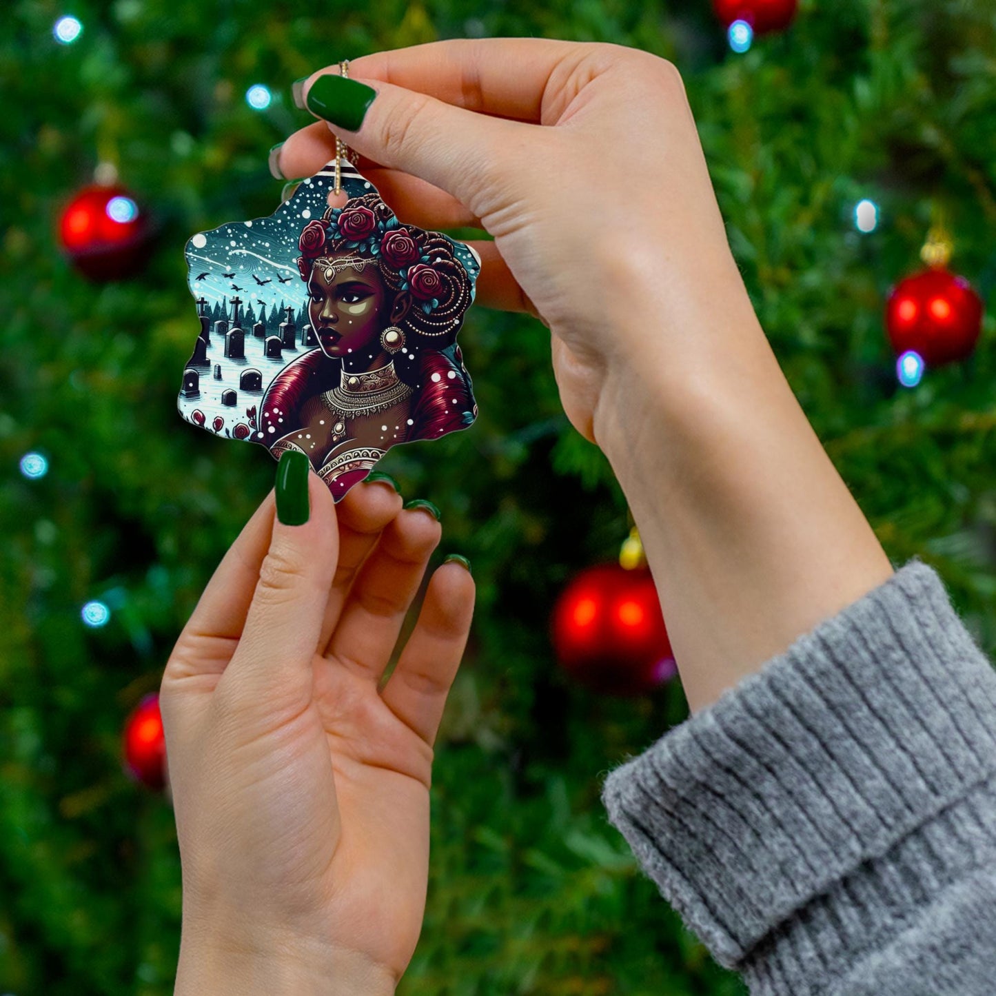 Orisha OYA winter theme Ornament, Orisha festive decor! Gift for devotee or godparent!