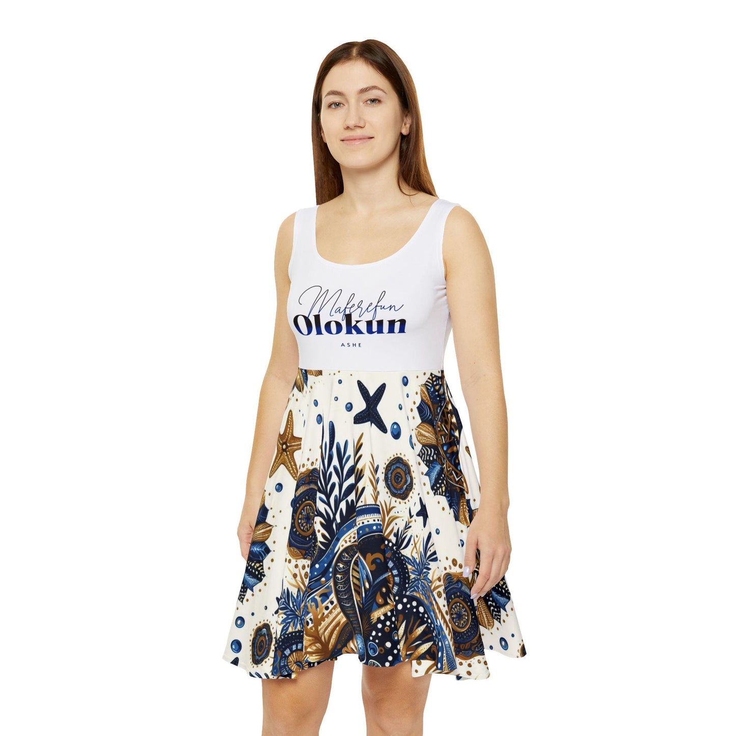 Maferefun OLOKUN Skater Dress – Orisha Inspired | Gift for Devotee or Godparent