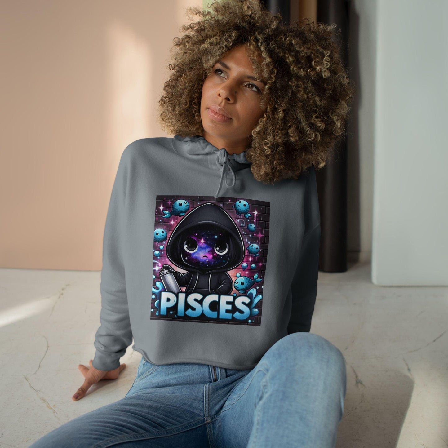 Pisces Crop Hoodie, Astrology Clothing, Zodiac Sign Apparel, Cute Hoodie for Her, Unique Gift for Pisces, Horoscope Fashion