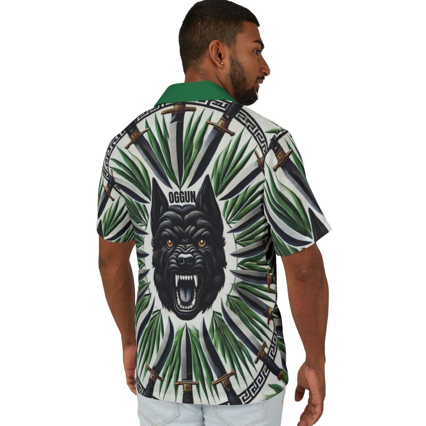 Orisha Oggun Hawaiian Style Button Down Shirt - Gift for Devotee or Godparent