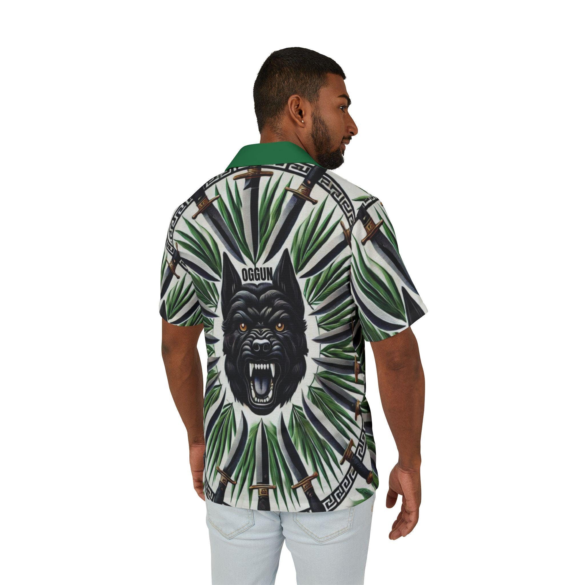 Orisha Oggun Hawaiian Style Button Down Shirt - Gift for Devotee or Godparent