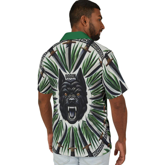 Orisha Oggun Hawaiian Style Button Down Shirt - Gift for Devotee or Godparent