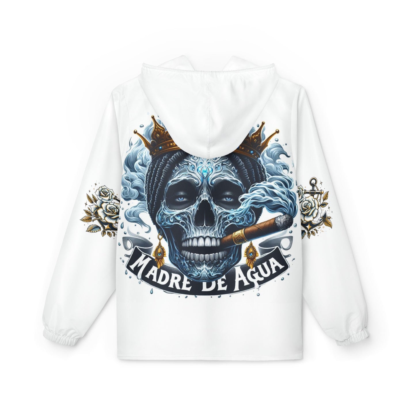 Madre De Agua * Skulls & Roses* Palo Mayombe White WindBreaker Jacket! Somos!