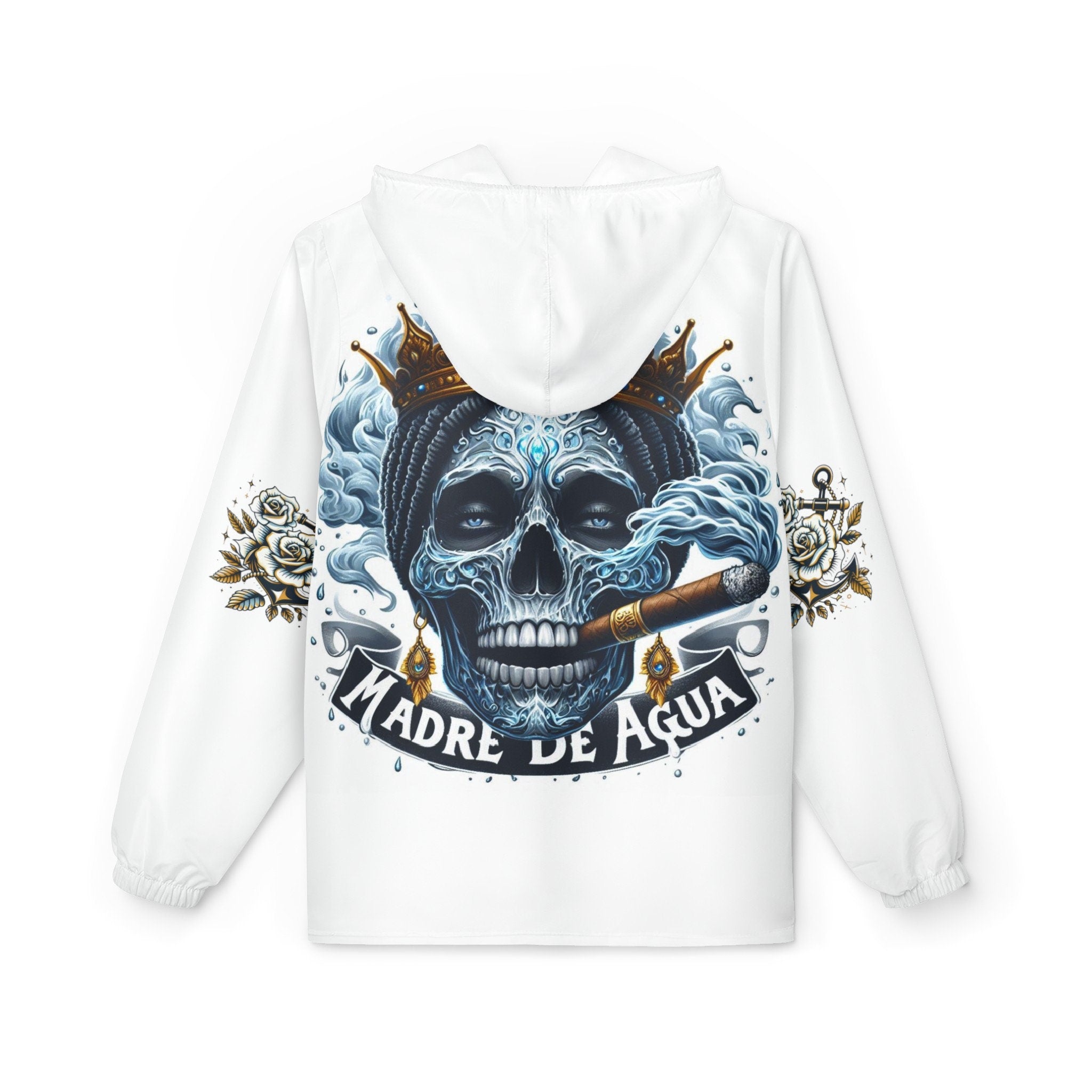 Madre De Agua * Skulls & Roses* Palo Mayombe White WindBreaker Jacket! Somos!