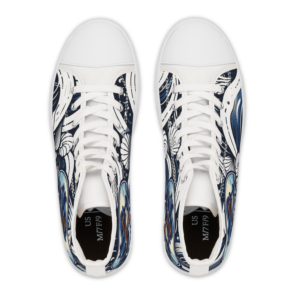 Orisha Based YEMAYA inspired High Top Sneakers! Gift for Devotee or Godparent! stylish spiritual Footwear!