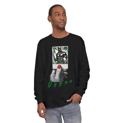 Polaroid Oggún Long Sleeve Tee – Orisha Polaroid Collection | Gift for Devotee or Godparent