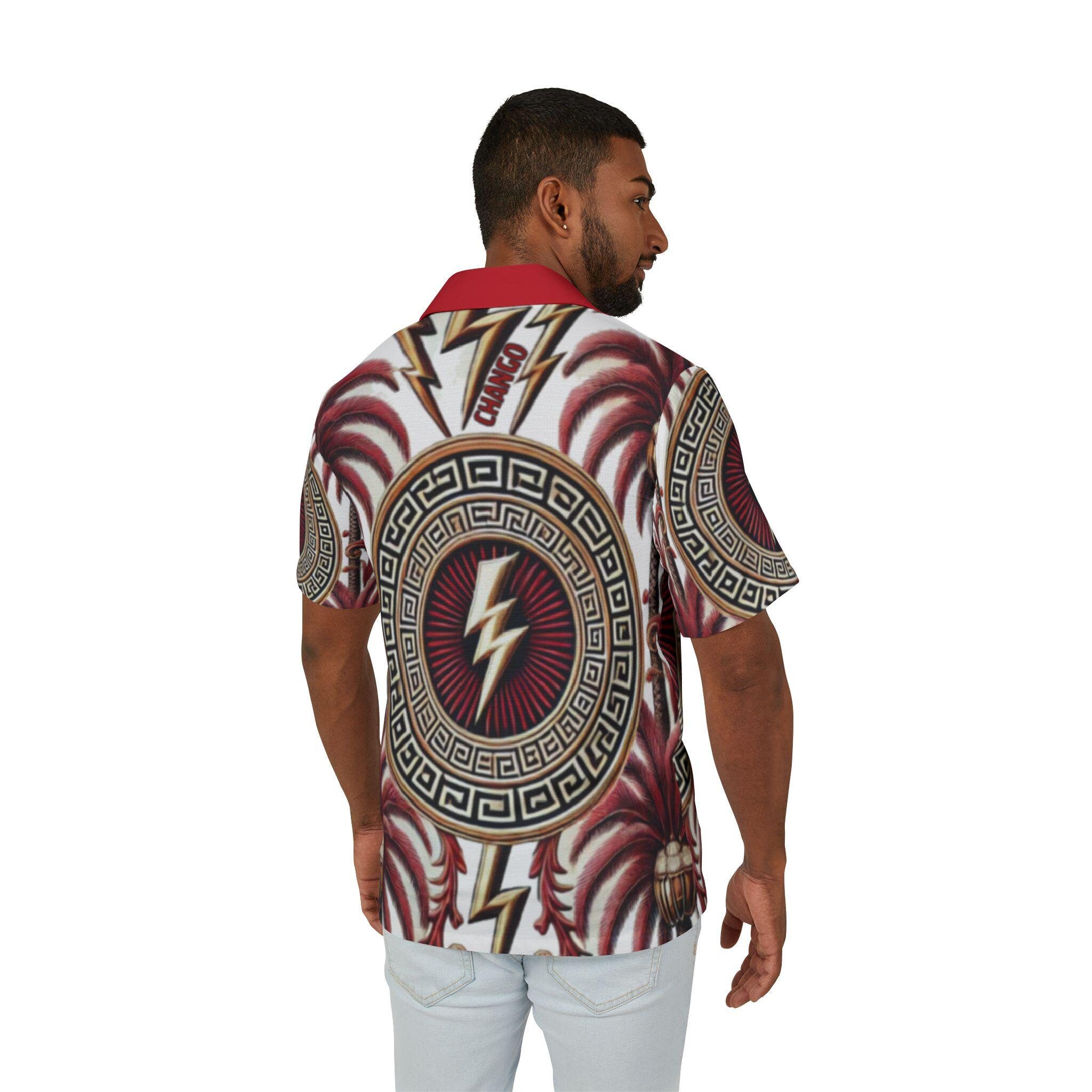 Orisha Chango Hawaiian Style Button Down Shirt - Gift for Devotee or Godparent