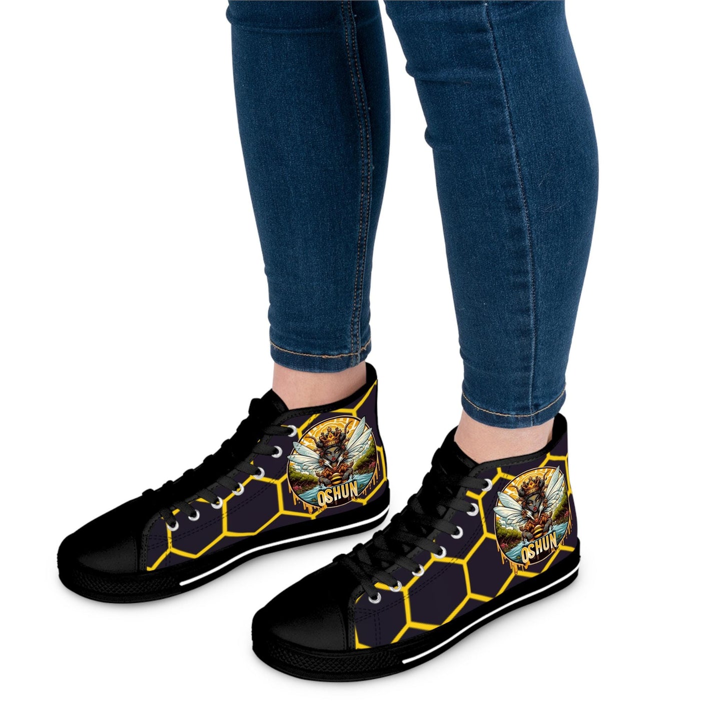 Orisha OSHUN "Honeycomb" High-Top Sneaker! Gift for Devotee or Godparent! Stylish Spiritual Footwear!!
