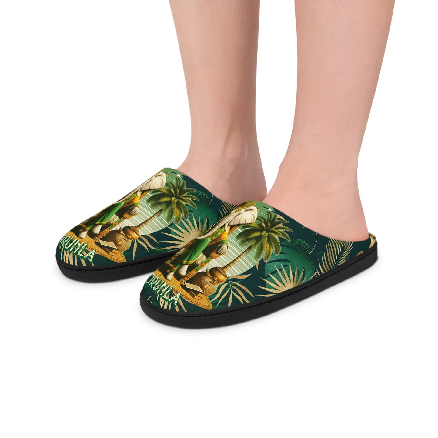 Orunla "golden wisdom" stylish orisha based comfy indoor slippers, Orunla IFA elephant and books SLIPPERS. GIFT for devotee