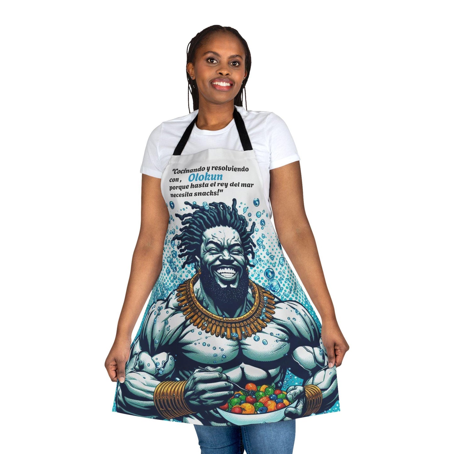 Maferefun OLOKUN “Cocinado” Apron – Blessed Kitchen Gift for Devotees, Godparents & Chefs