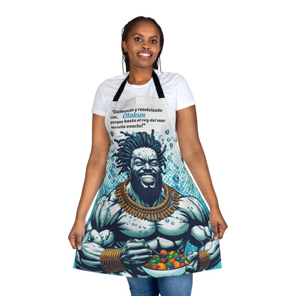 Maferefun OLOKUN “Cocinado” Apron – Blessed Kitchen Gift for Devotees, Godparents & Chefs