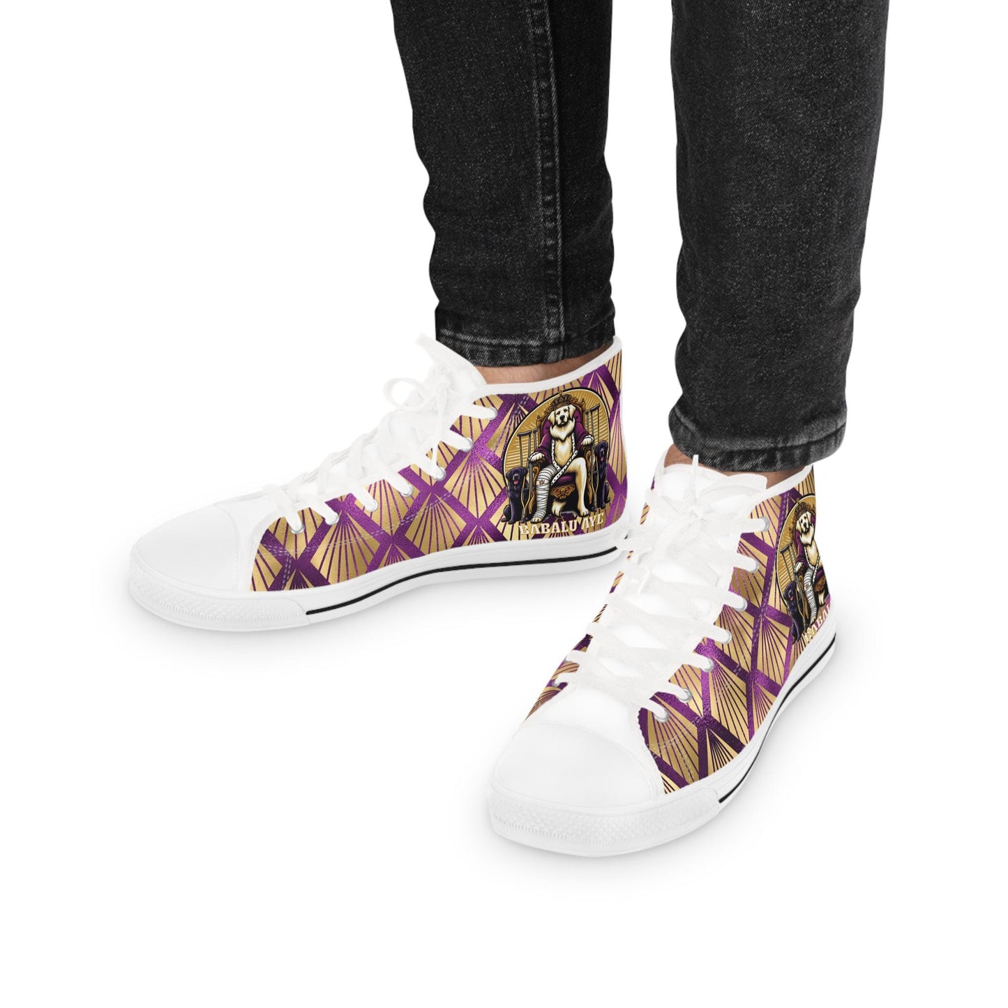 Babalu Aye-inspired sneakers! Gift for devotee or Godparents! san lazaro high top sneakers!