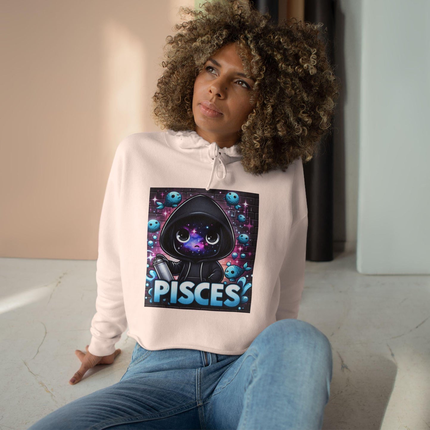 Pisces Crop Hoodie, Astrology Clothing, Zodiac Sign Apparel, Cute Hoodie for Her, Unique Gift for Pisces, Horoscope Fashion