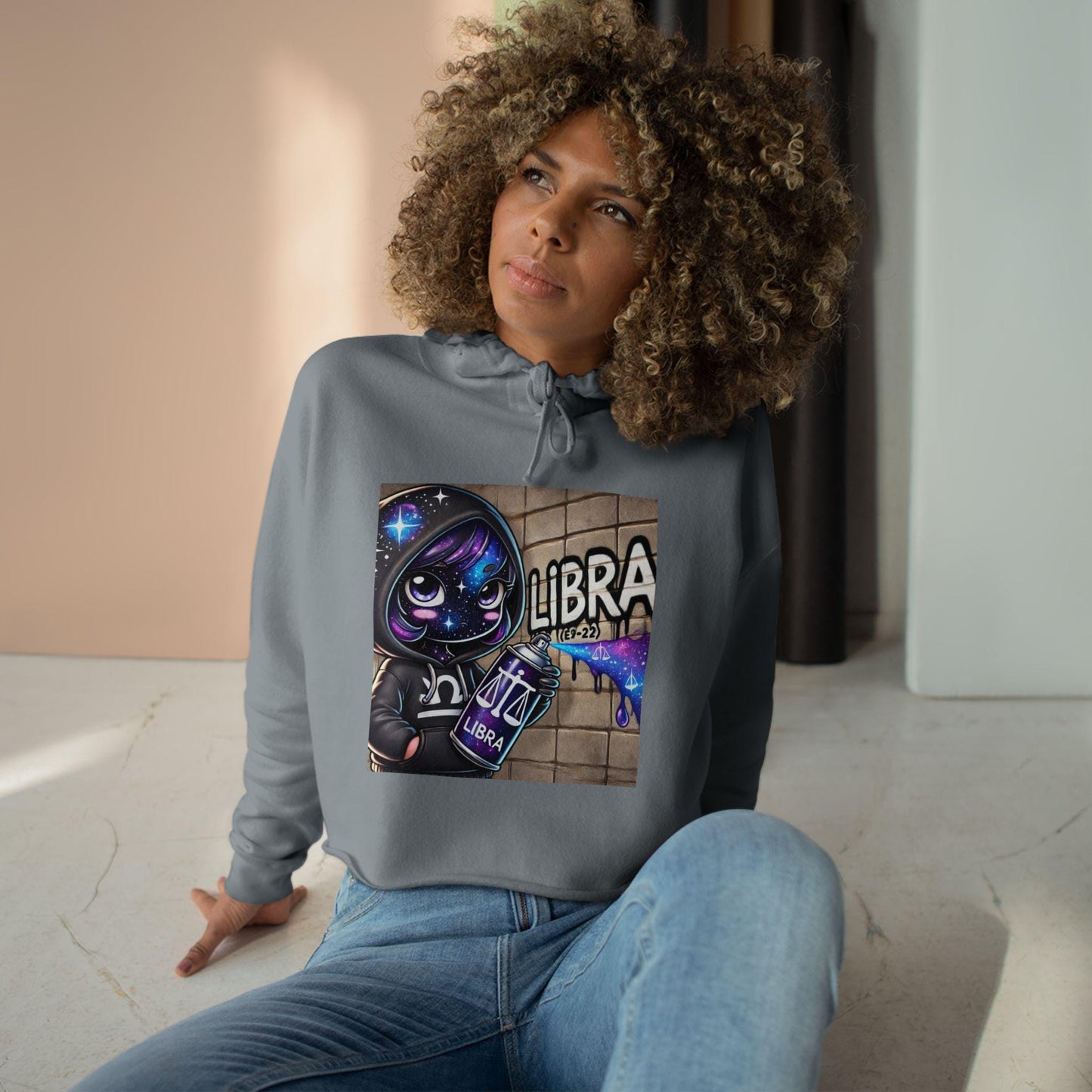 Astrology-Inspired LIBRA Crop Hoodie, Zodiac Apparel for Astrology Lovers, Birthday Gift for Libras, Casual Fashion, Everyday Wear