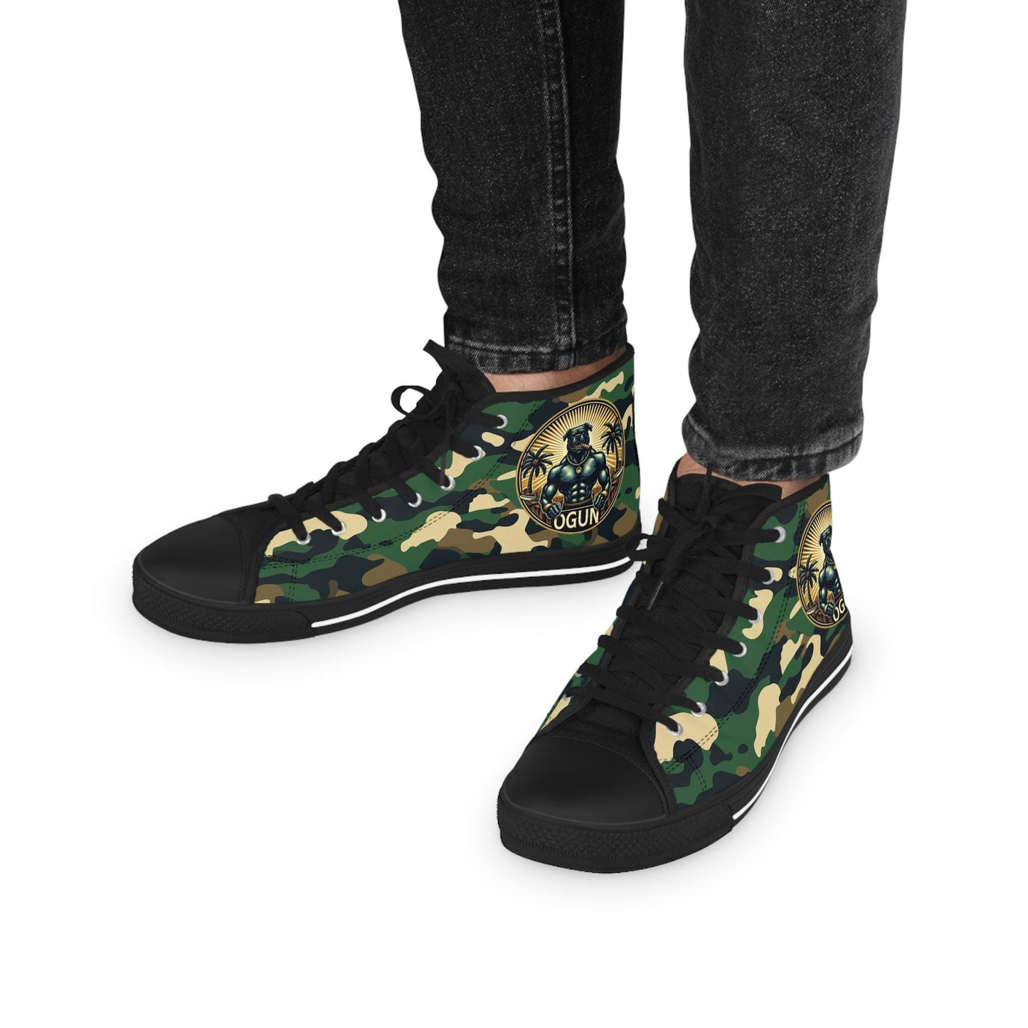 Orisha Oggún “Warrior” Camouflage High Top Sneakers – Gift for Devotee or Godparent