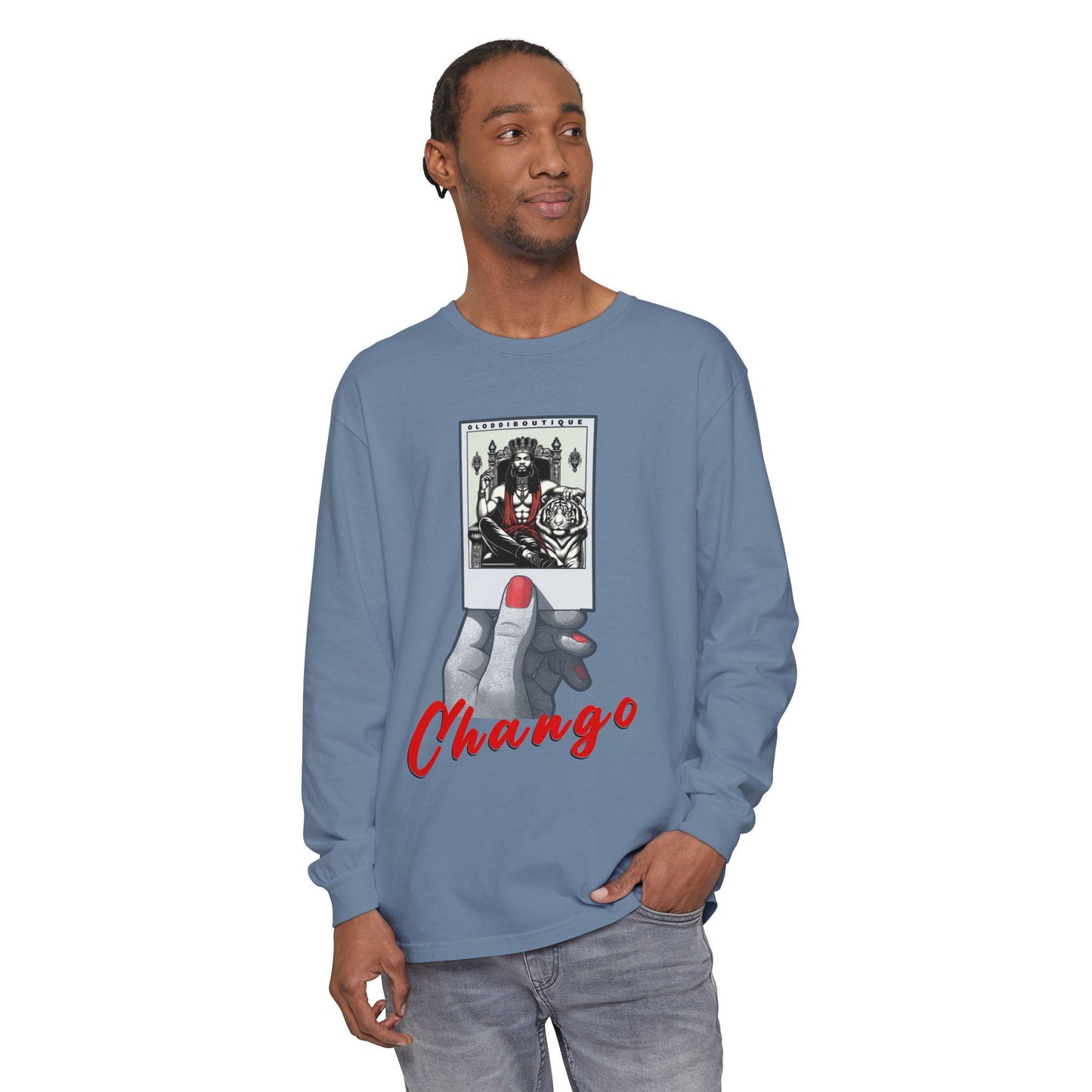 Polaroid Chango Long Sleeve Tee for Devotee & Godparent | Orisha Polaroid Collection