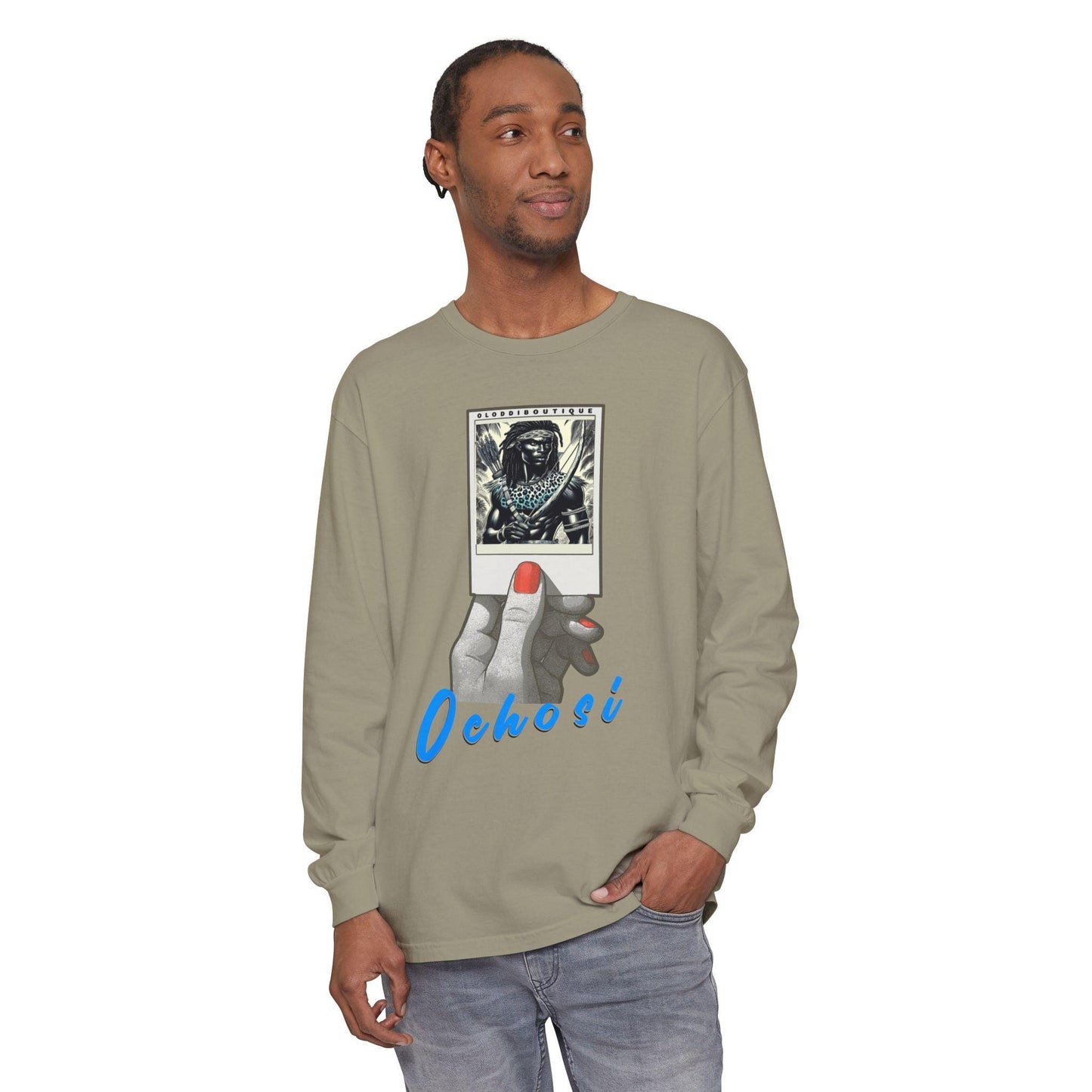 Polaroid Ochosi Long Sleeve Tee – Orisha Polaroid Collection | Gift for Devotee or Godparent