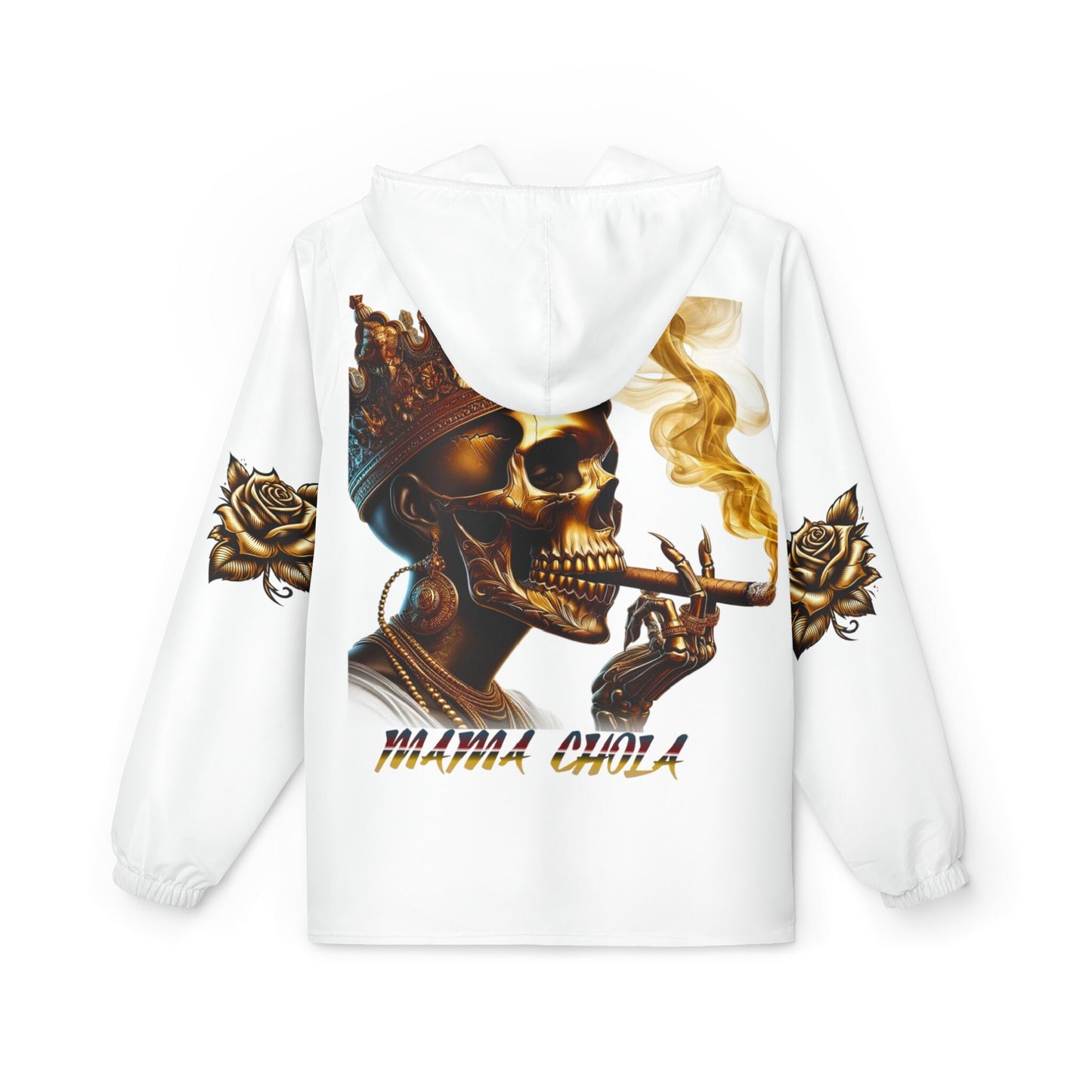 MaMa CHOLA "Skulls & Roses" Palo Mayombe White Windbreaker Jacket. Somos!