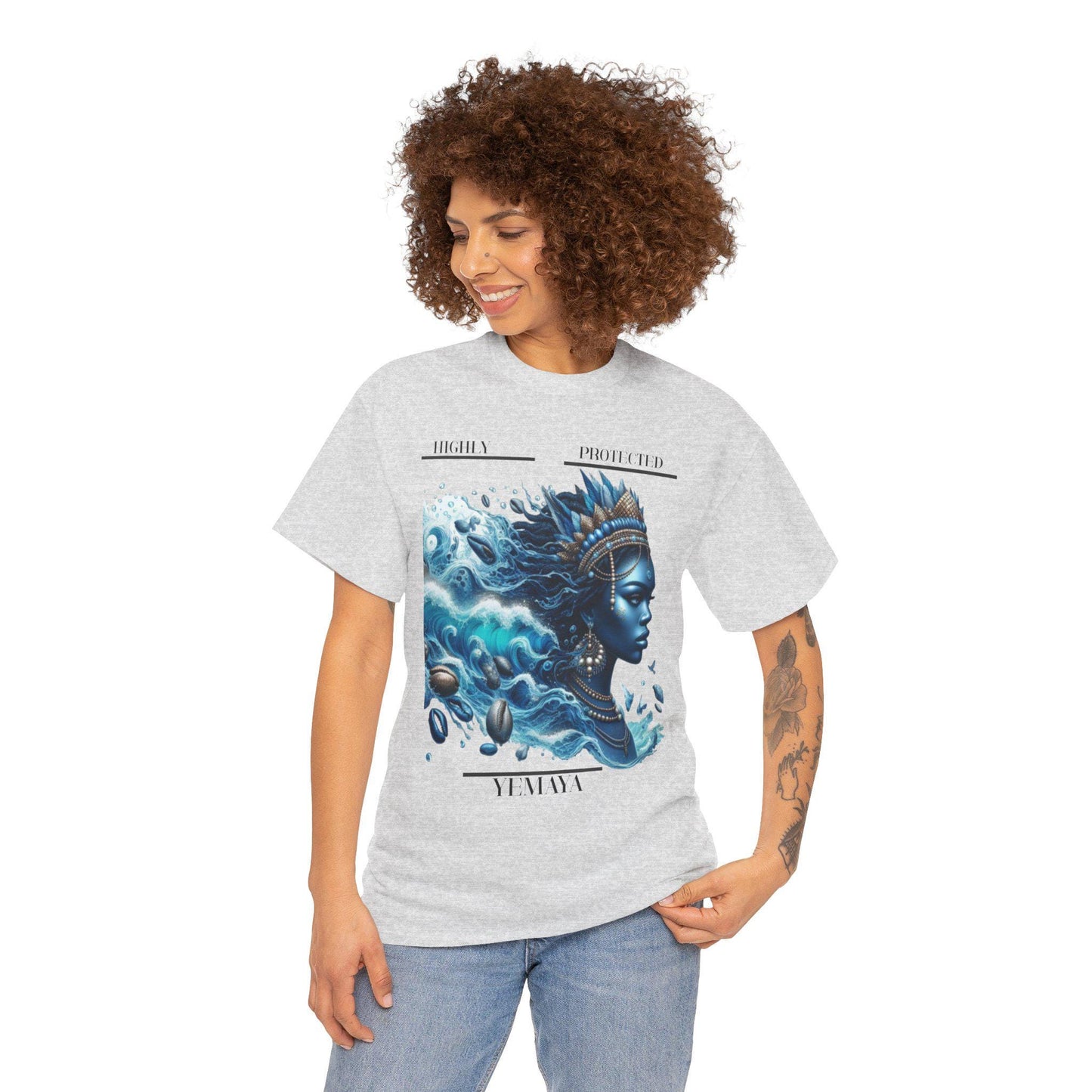 Highly Protected YEMAYA Tshirt, gift of Godparent or Devotee ,Bohemian T-Shirt,  Gift fo, Spiritual Apparel, Ashe YEMAYA