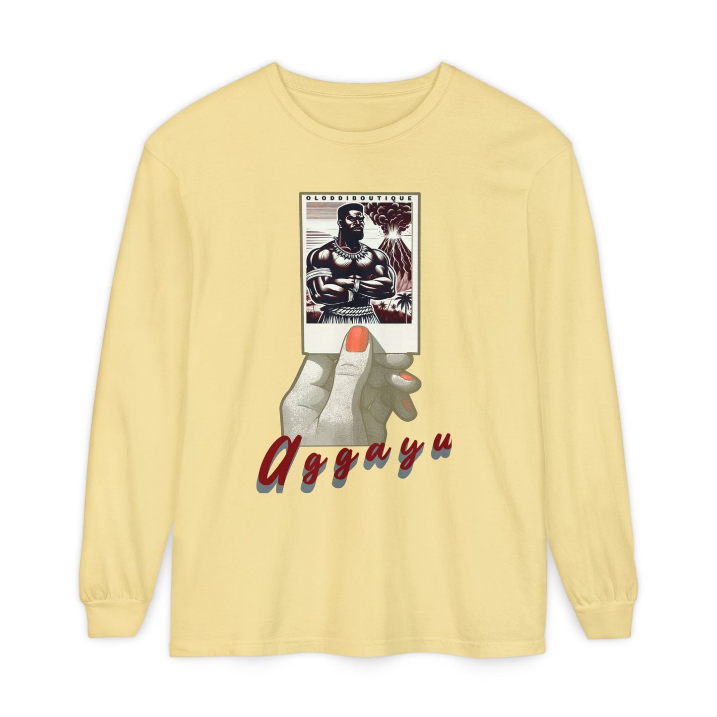 Polaroid Aggayú (Agayu) Long Sleeve Tee for Devotee & Godparent! Orisha Polaroid Collection