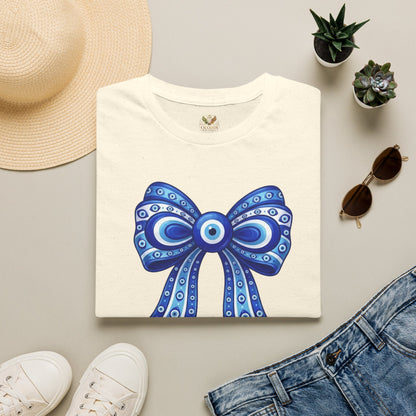 Blue Evil Eye Bow T-Shirt | Nazar Protection Graphic Tee