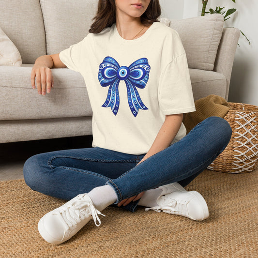 Blue Evil Eye Bow T-Shirt | Nazar Protection Graphic Tee