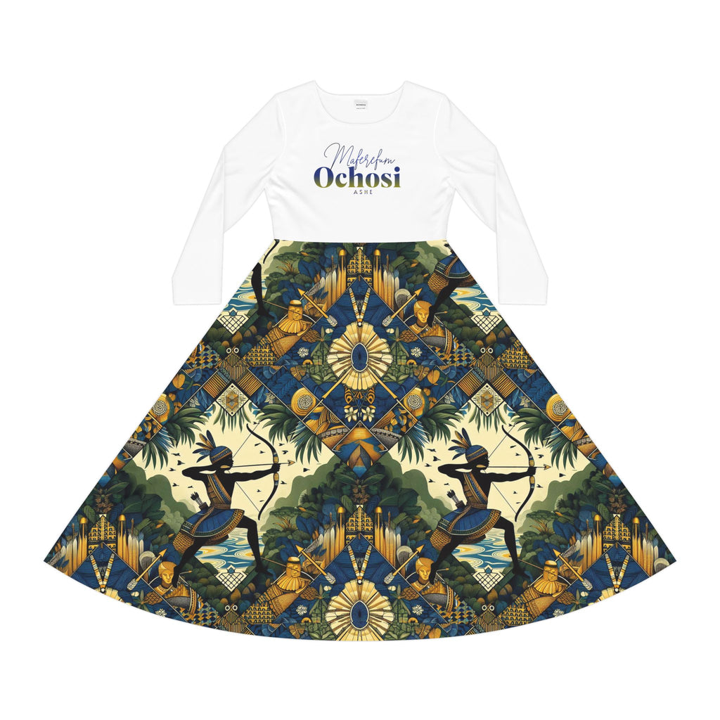 Maferefun OCHOSI Long Sleeve Dress,Gift for Devotee or Godparent! Fall/winter Lucumi based Ochosi Ladies Dress! Ashe Ochosi!