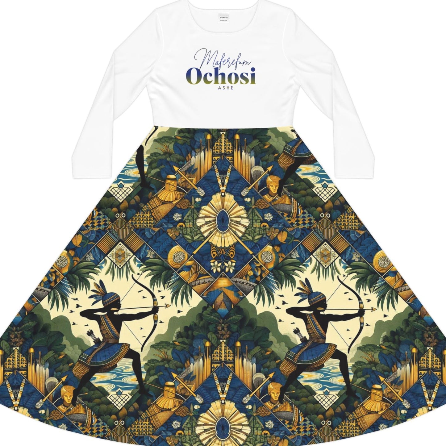 Maferefun OCHOSI Long Sleeve Dress,Gift for Devotee or Godparent! Fall/winter Lucumi based Ochosi Ladies Dress! Ashe Ochosi!