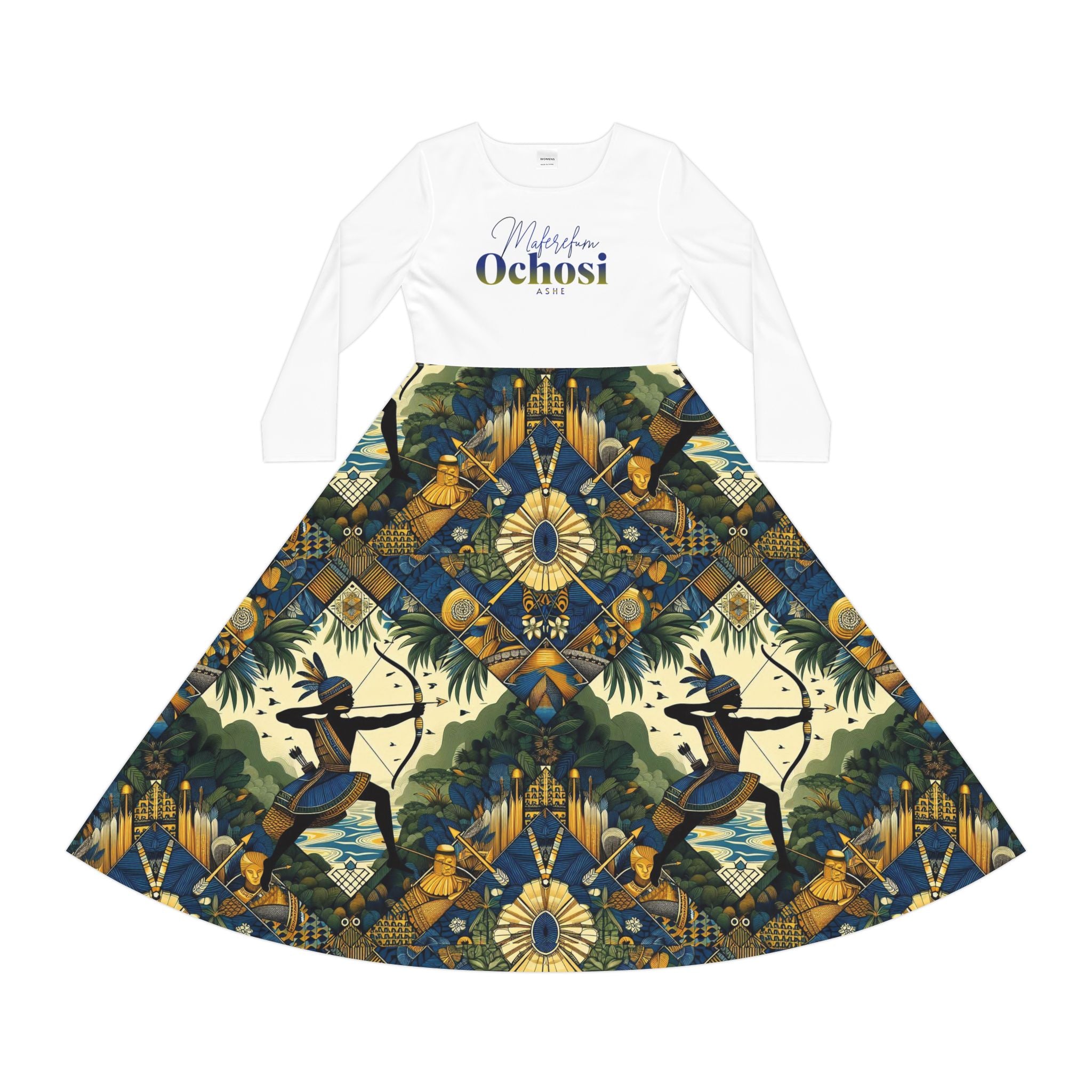Maferefun OCHOSI Long Sleeve Dress,Gift for Devotee or Godparent! Fall/winter Lucumi based Ochosi Ladies Dress! Ashe Ochosi!