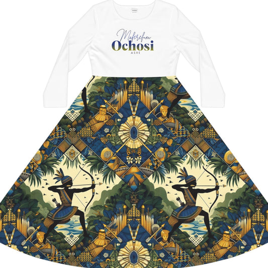 Maferefun OCHOSI Long Sleeve Dress,Gift for Devotee or Godparent! Fall/winter Lucumi based Ochosi Ladies Dress! Ashe Ochosi!