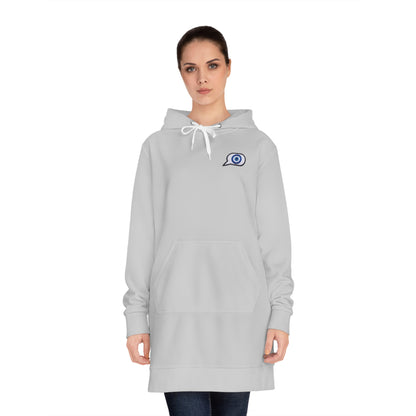 Evil Eye Lace-Up Hoodie Dress — Blue Nazar Charm Back Print