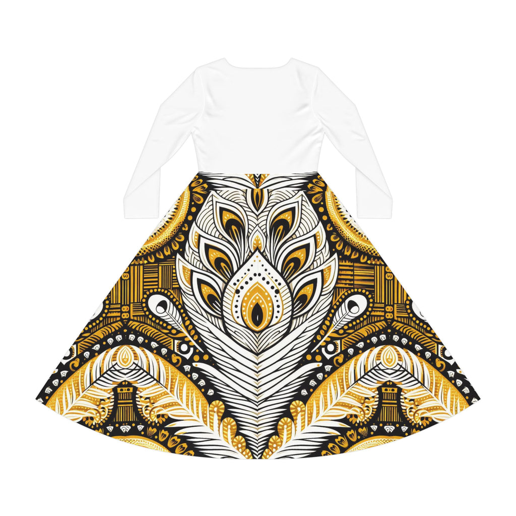 Orisha OSHUN Women's Long Sleeve Dance,Gift for Devotee or Godparent! Fall/Winter Lucumi Based Ladies Dress!