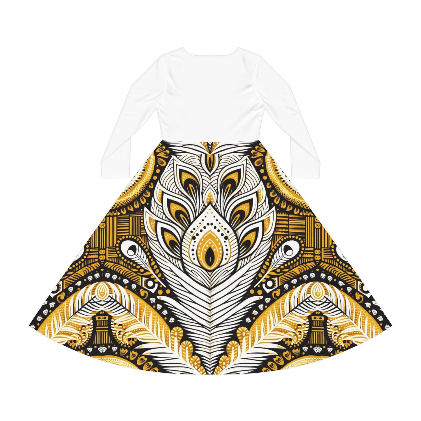 Orisha OSHUN Women's Long Sleeve Dance,Gift for Devotee or Godparent! Fall/Winter Lucumi Based Ladies Dress!