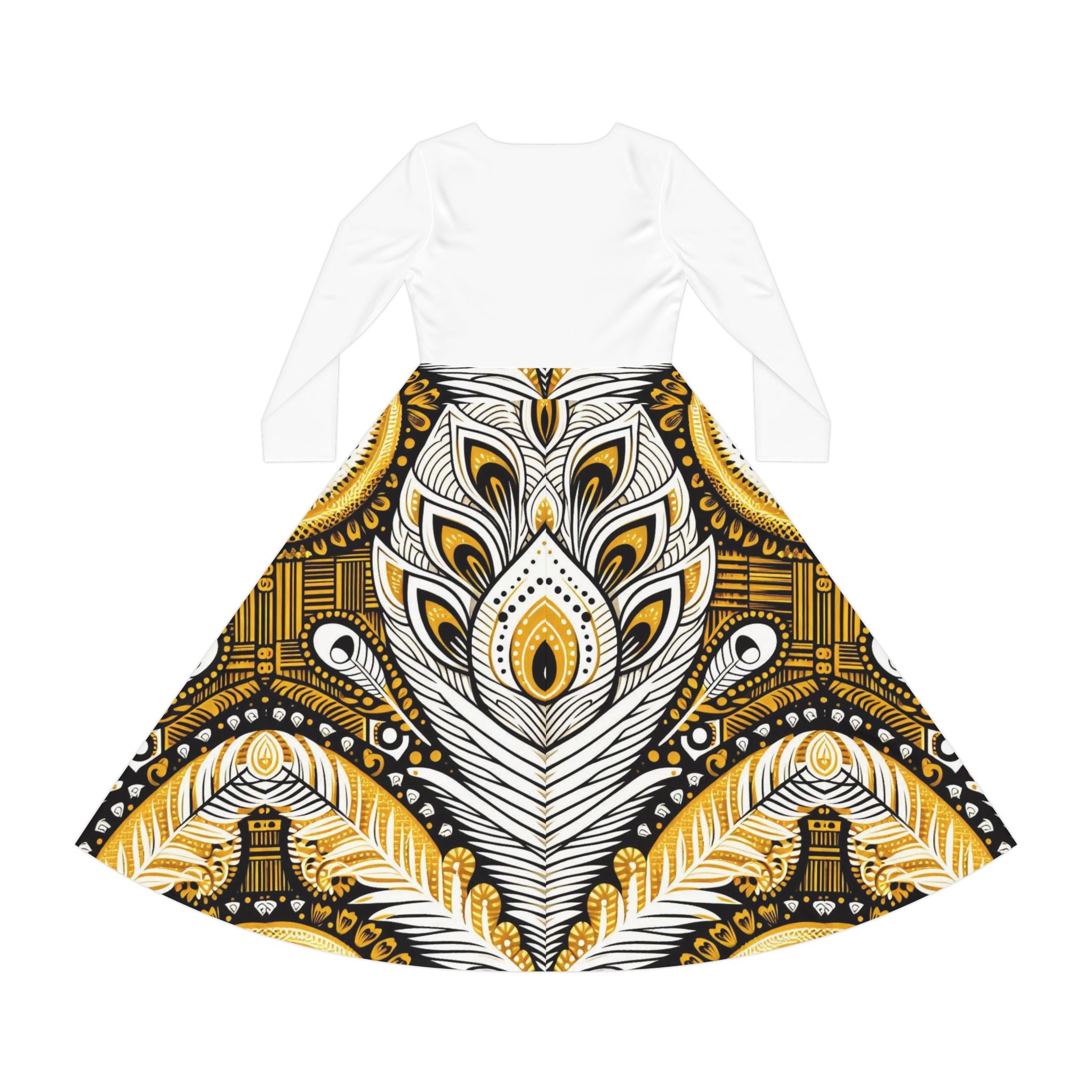 Orisha OSHUN Women's Long Sleeve Dance,Gift for Devotee or Godparent! Fall/Winter Lucumi Based Ladies Dress!