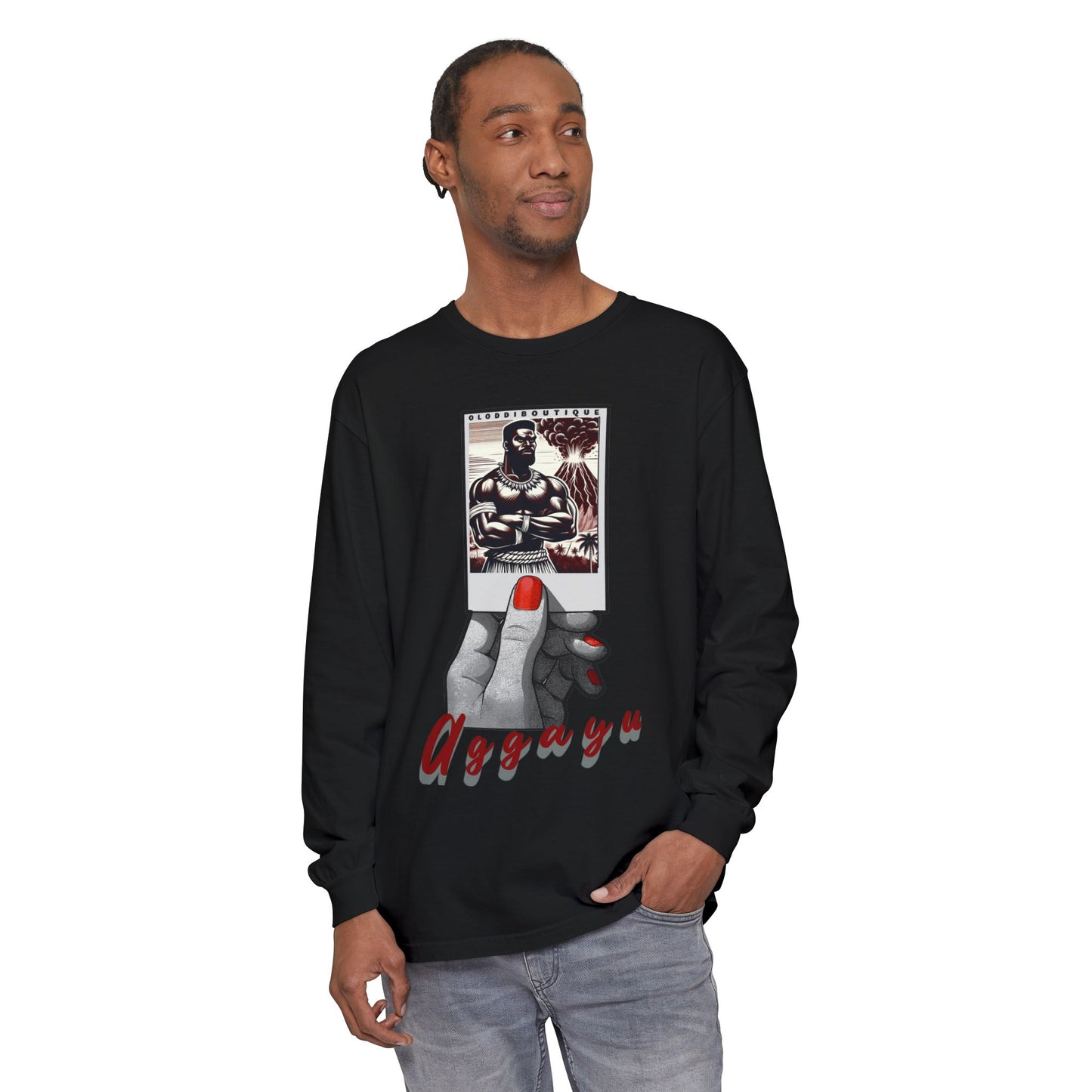 Polaroid Aggayú (Agayu) Long Sleeve Tee for Devotee & Godparent! Orisha Polaroid Collection