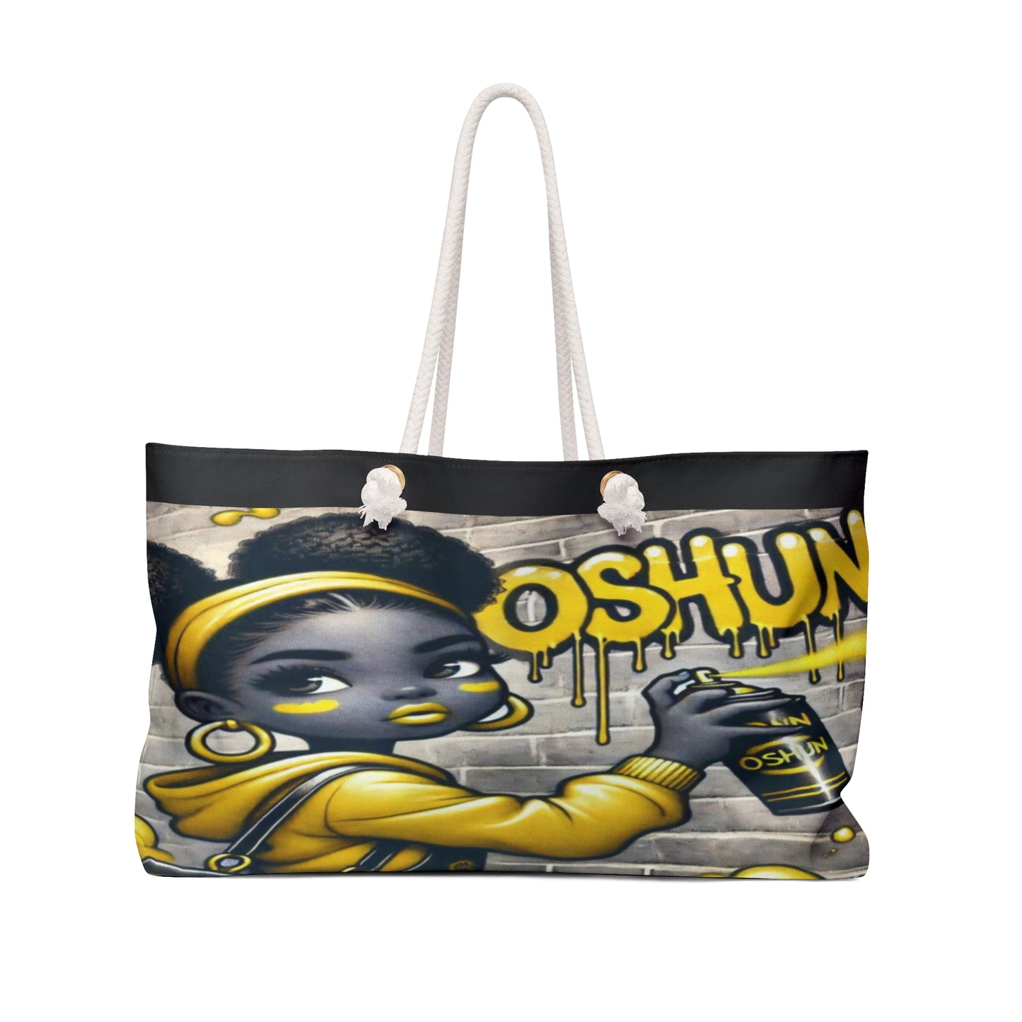 Street Art Inspired, Orisha OSHUN Ladies Weekender Bag! Cute and Whimsical OSHUN on the Go Bag! Gift for Devotee or Godparent!