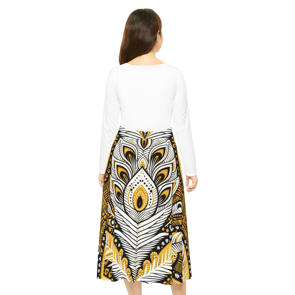 Orisha OSHUN Women's Long Sleeve Dance,Gift for Devotee or Godparent! Fall/Winter Lucumi Based Ladies Dress!