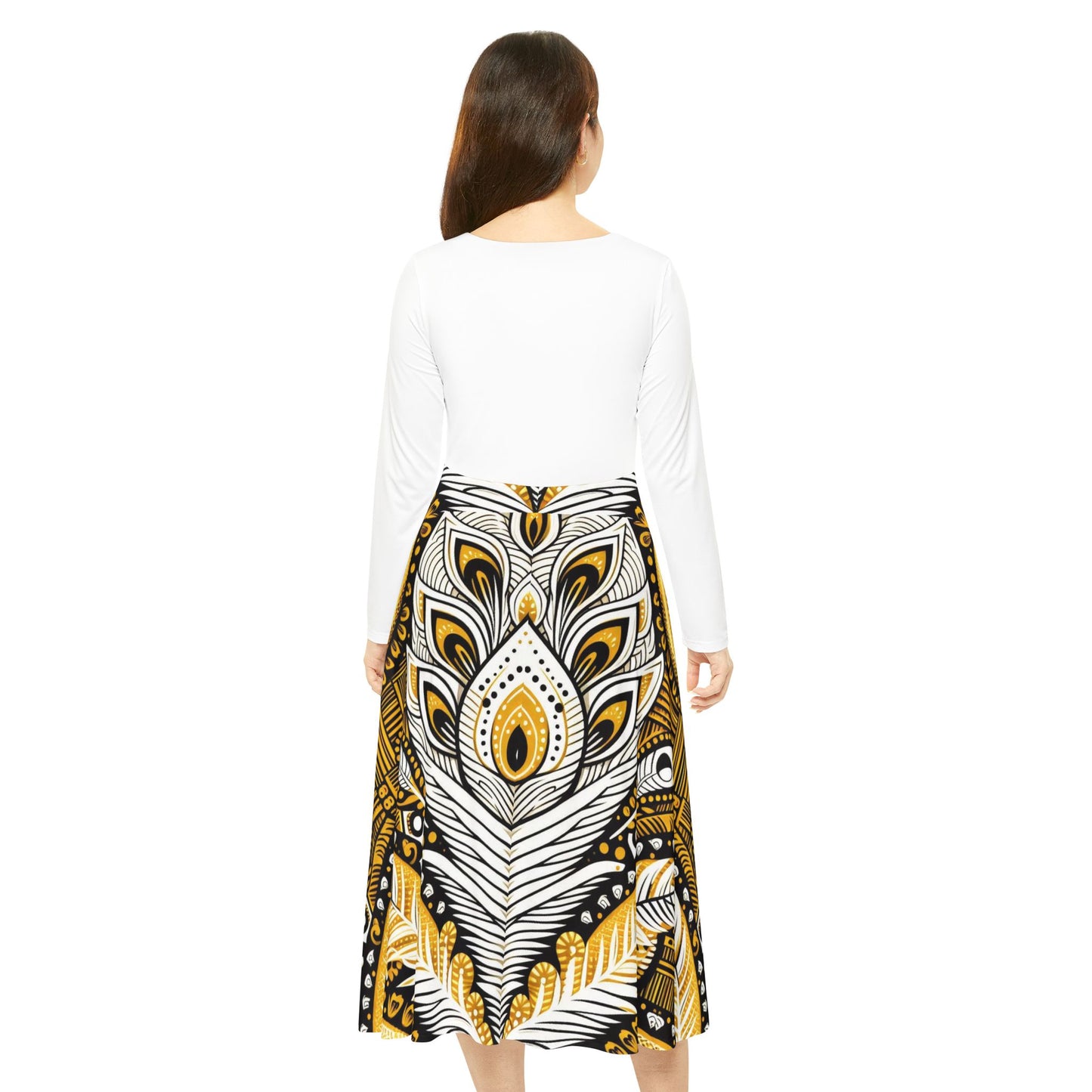 Orisha OSHUN Women's Long Sleeve Dance,Gift for Devotee or Godparent! Fall/Winter Lucumi Based Ladies Dress!